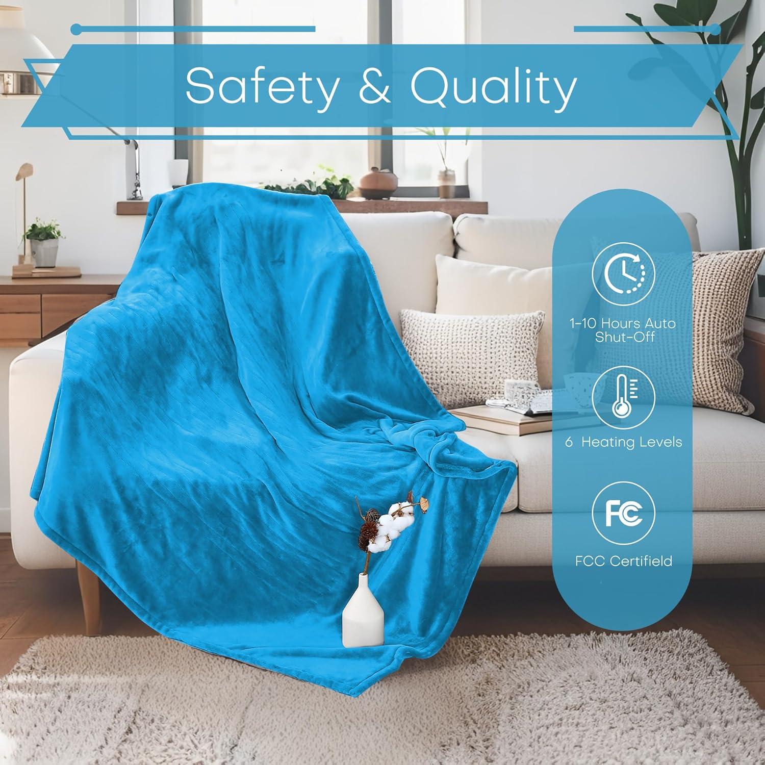 Manta Eléctrica LUXIAN Completo 183x213cm Azul Sherpa