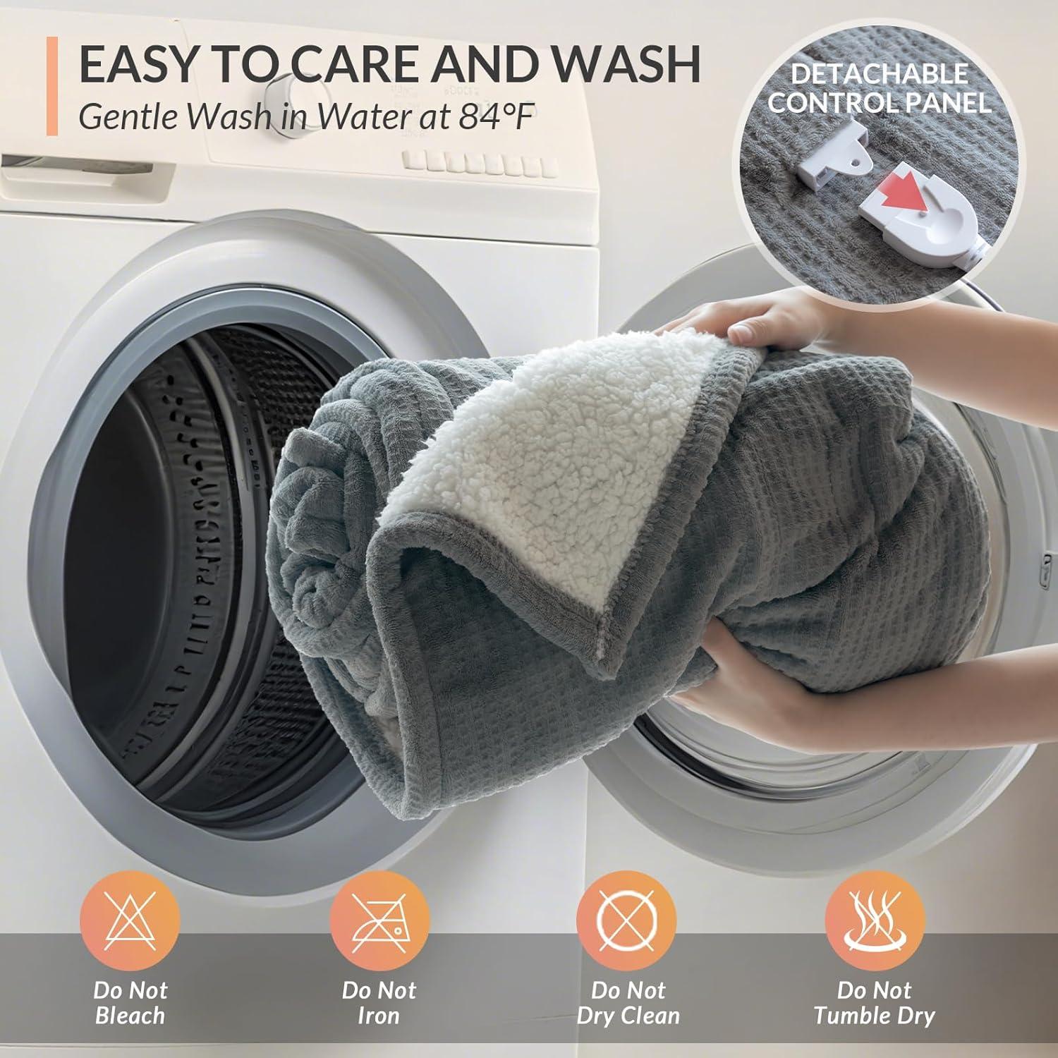 Manta Calentada HOMLYNS 127x152 cm Gris, 5 Niveles Calor