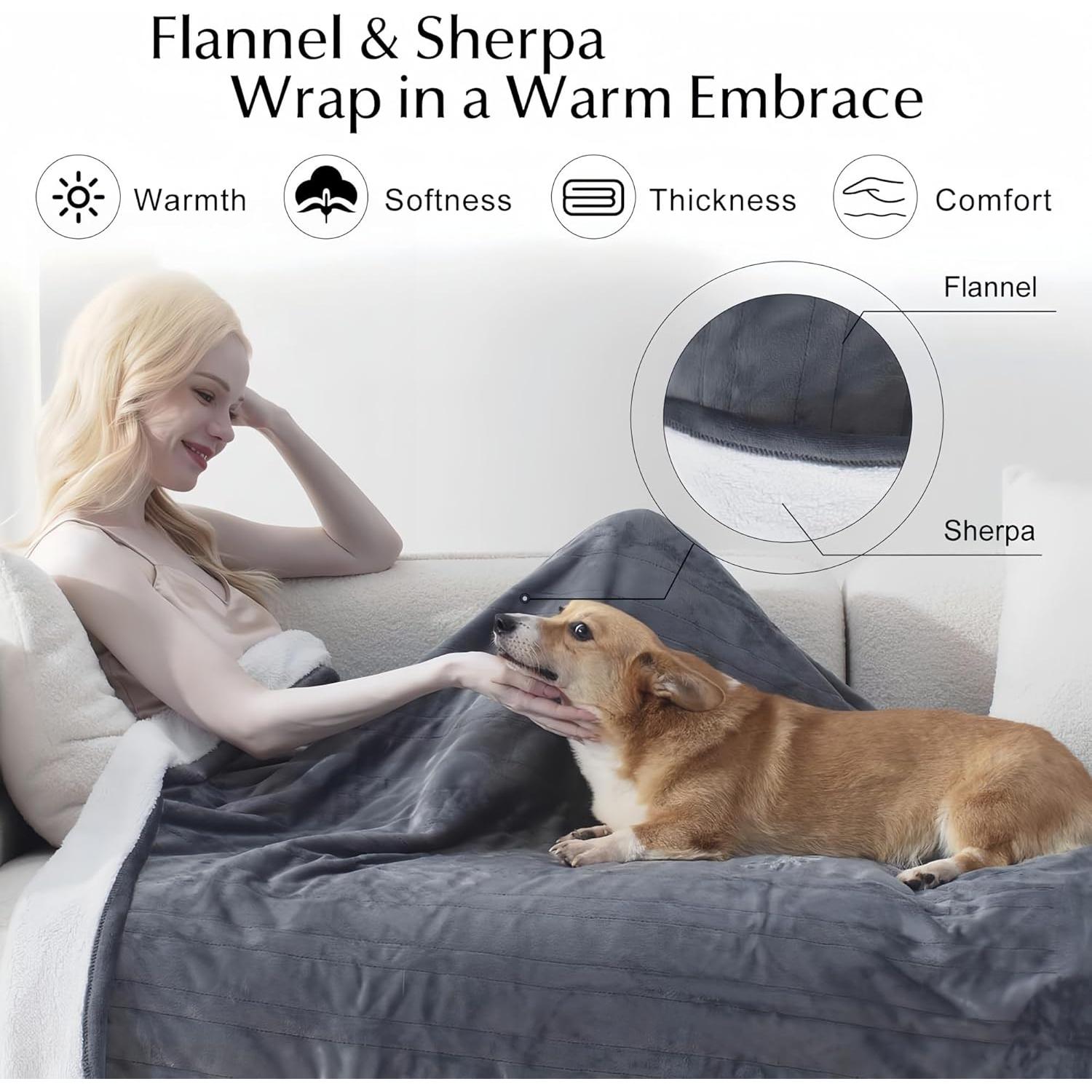 Manta Eléctrica Calentada SNUGSUN Individual 157x213cm Gris