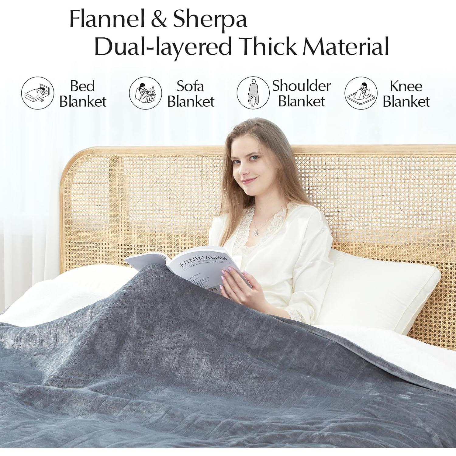 Manta Eléctrica Calentada SNUGSUN Individual 157x213cm Gris