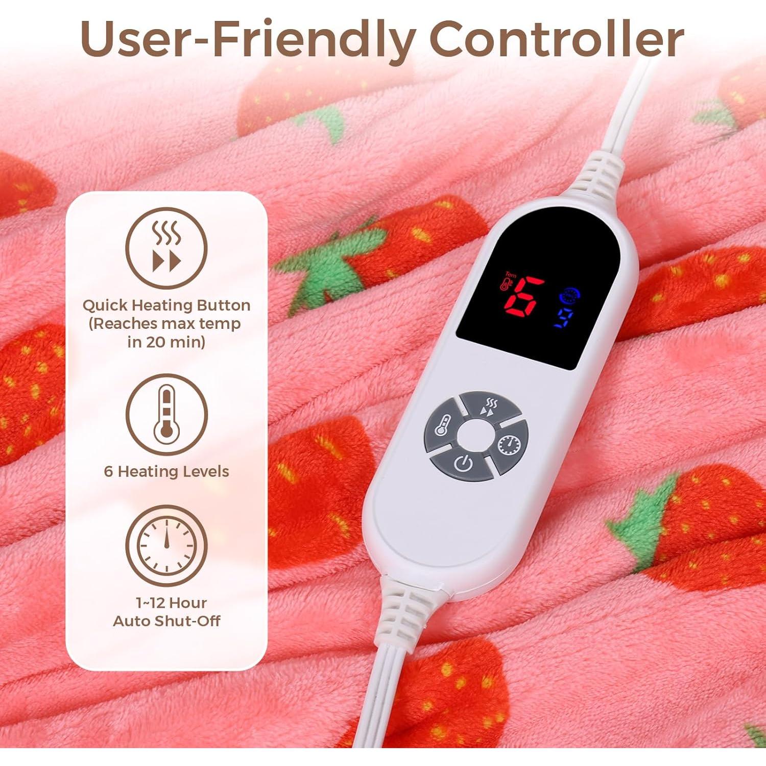 Manta Eléctrica Térmica FIGERM 50x60 cm Rojo Fresa 6 Niveles