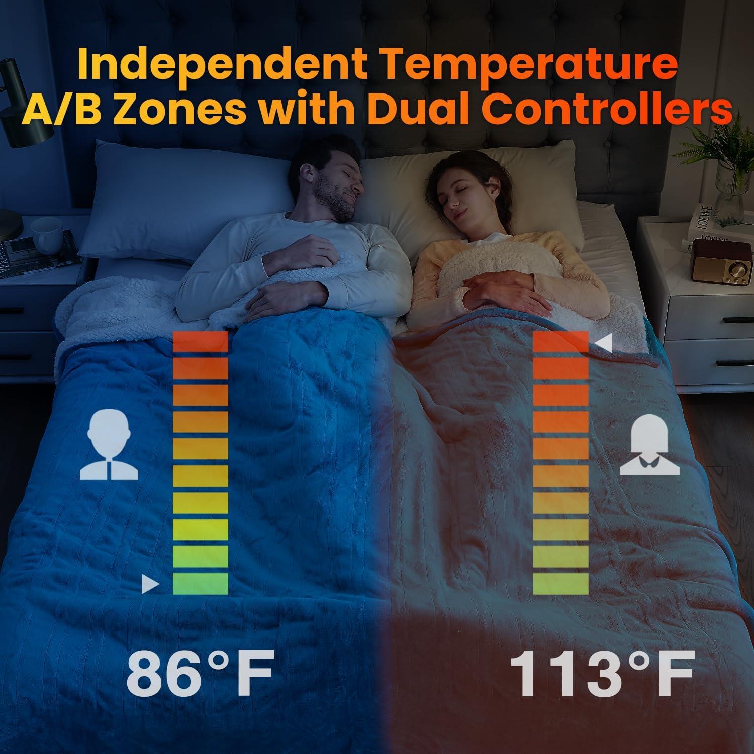 Manta Eléctrica Calentada WOOMER King 254x228cm Verde Azulado