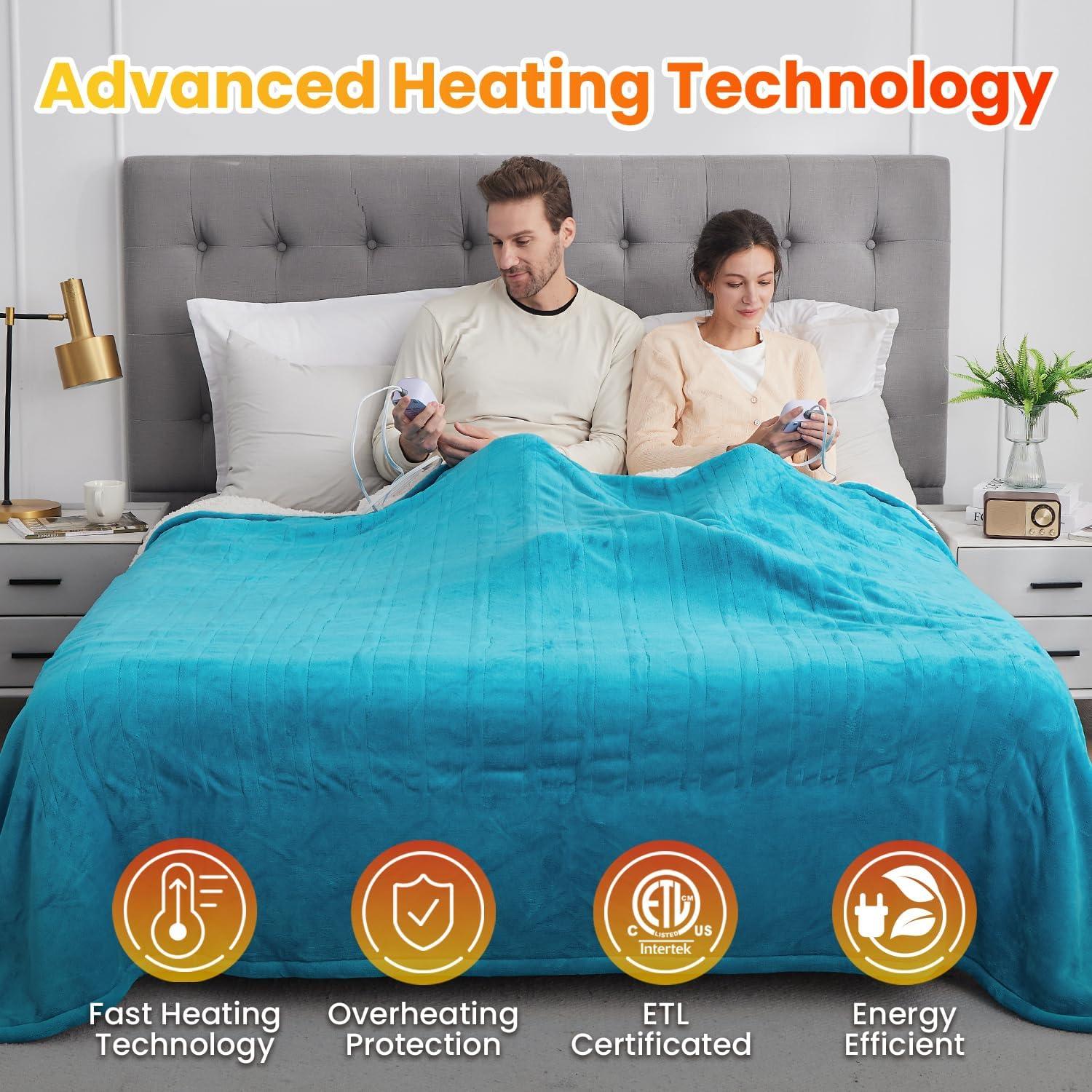 Manta Eléctrica Calentada WOOMER King 254x228cm Verde Azulado