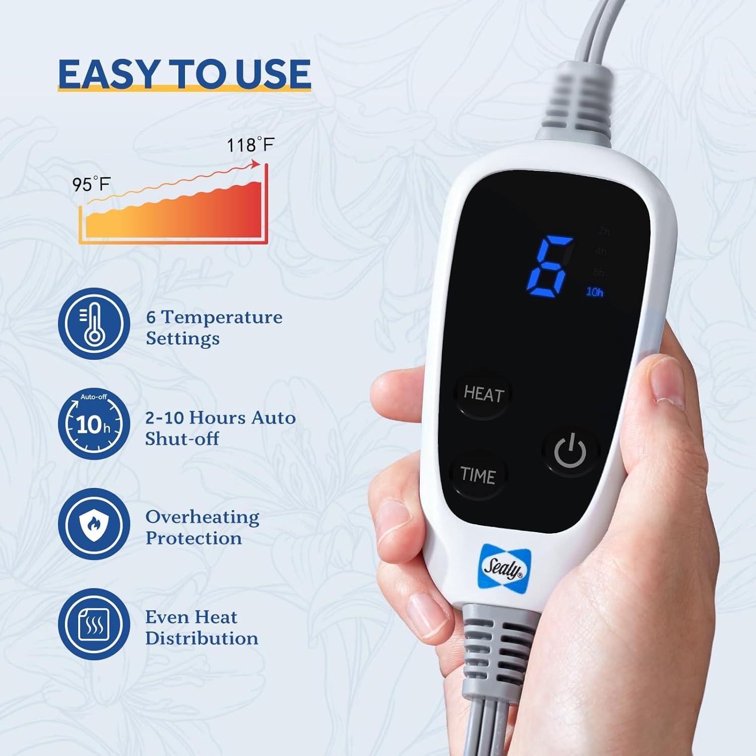 Manta Térmica Eléctrica Sealy 127x152 cm Gris con Capucha