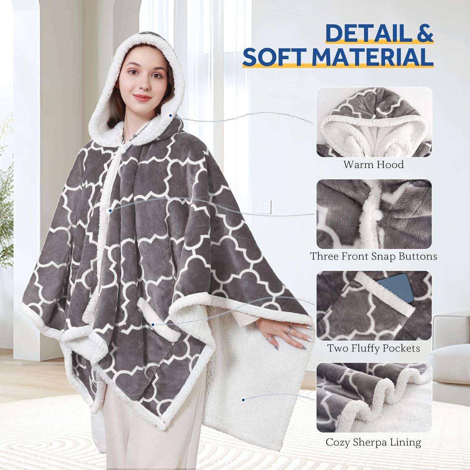 Manta Térmica Eléctrica Sealy 127x152 cm Gris con Capucha