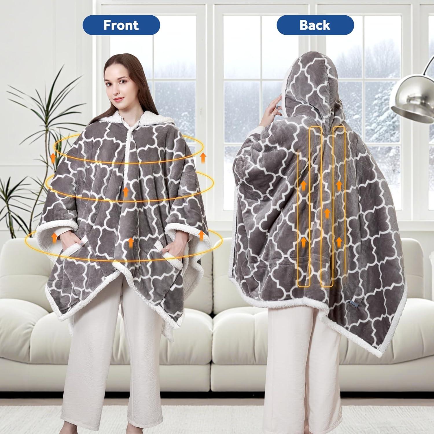 Manta Térmica Eléctrica Sealy 127x152 cm Gris con Capucha