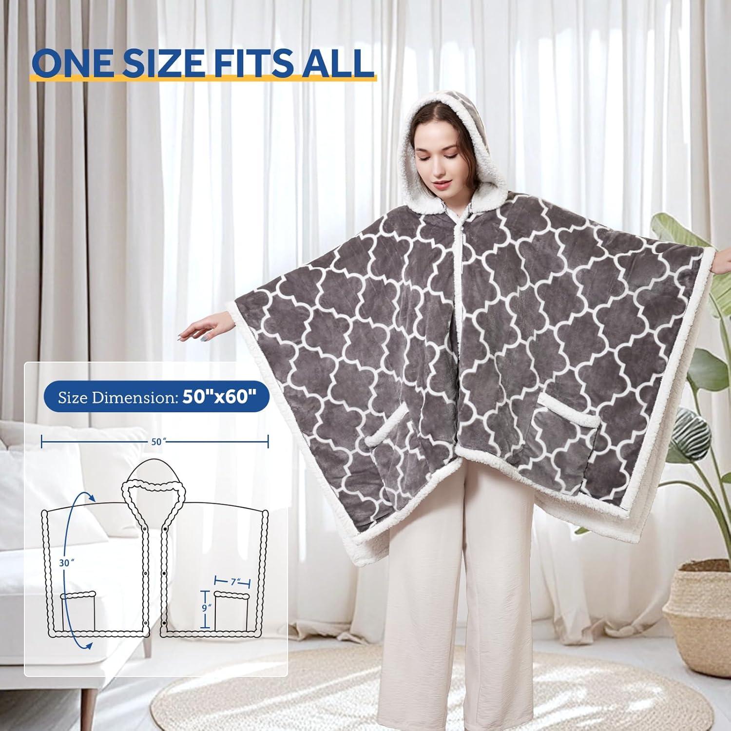 Manta Térmica Eléctrica Sealy 127x152 cm Gris con Capucha