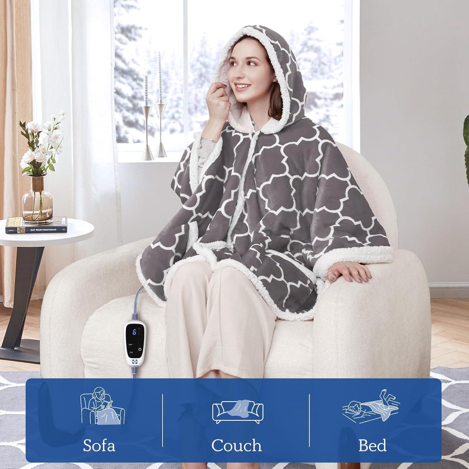 Manta Térmica Eléctrica Sealy 127x152 cm Gris con Capucha