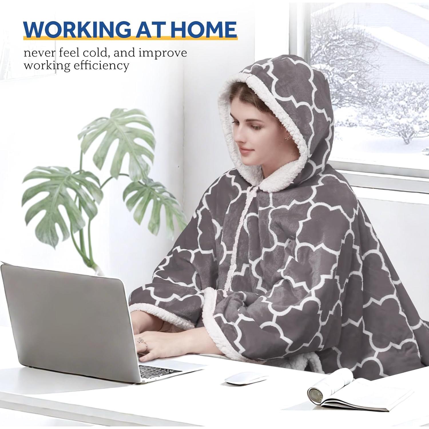 Manta Térmica Eléctrica Sealy 127x152 cm Gris con Capucha