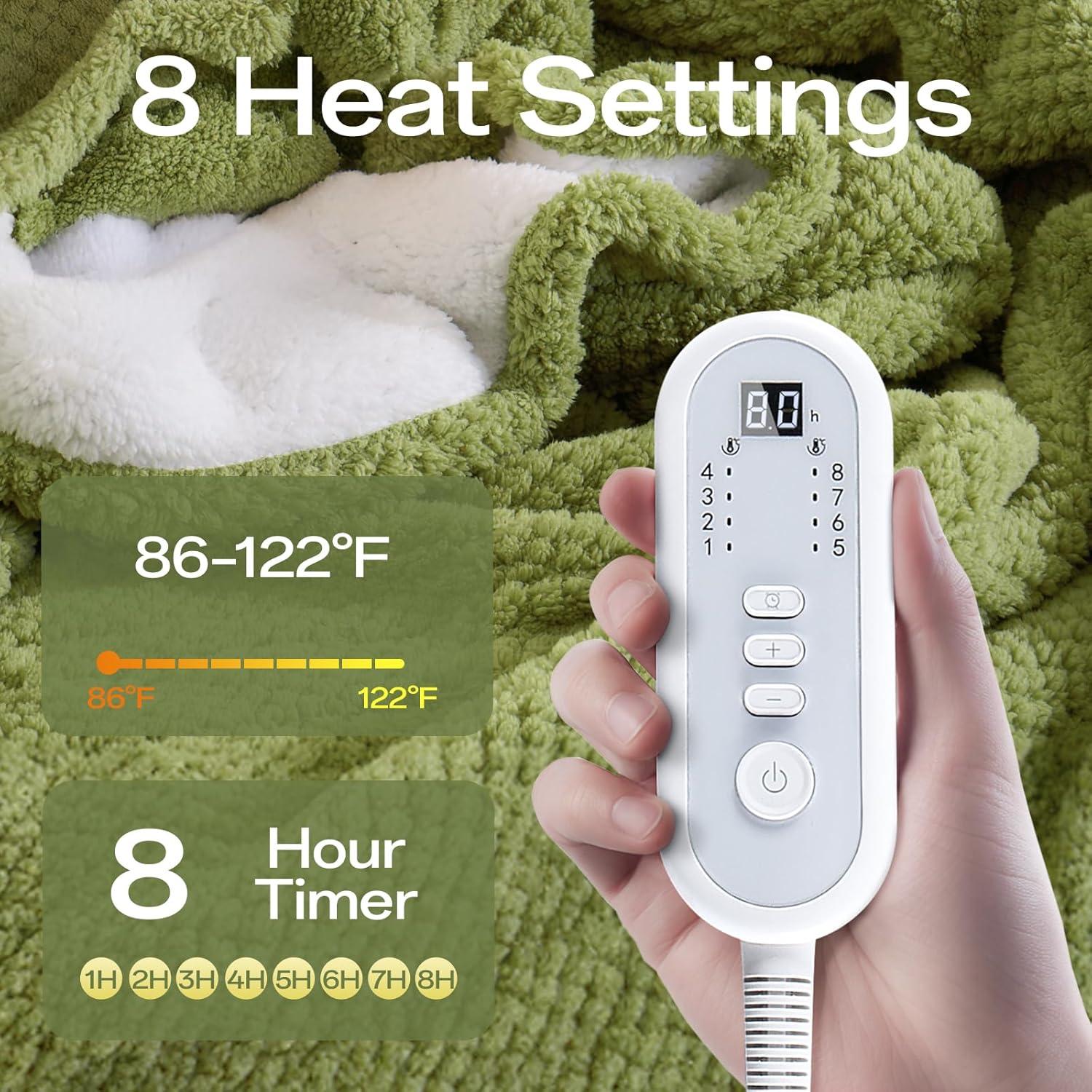 Manta Eléctrica Térmica LunaHush 127x152 cm Verde 8 Niveles