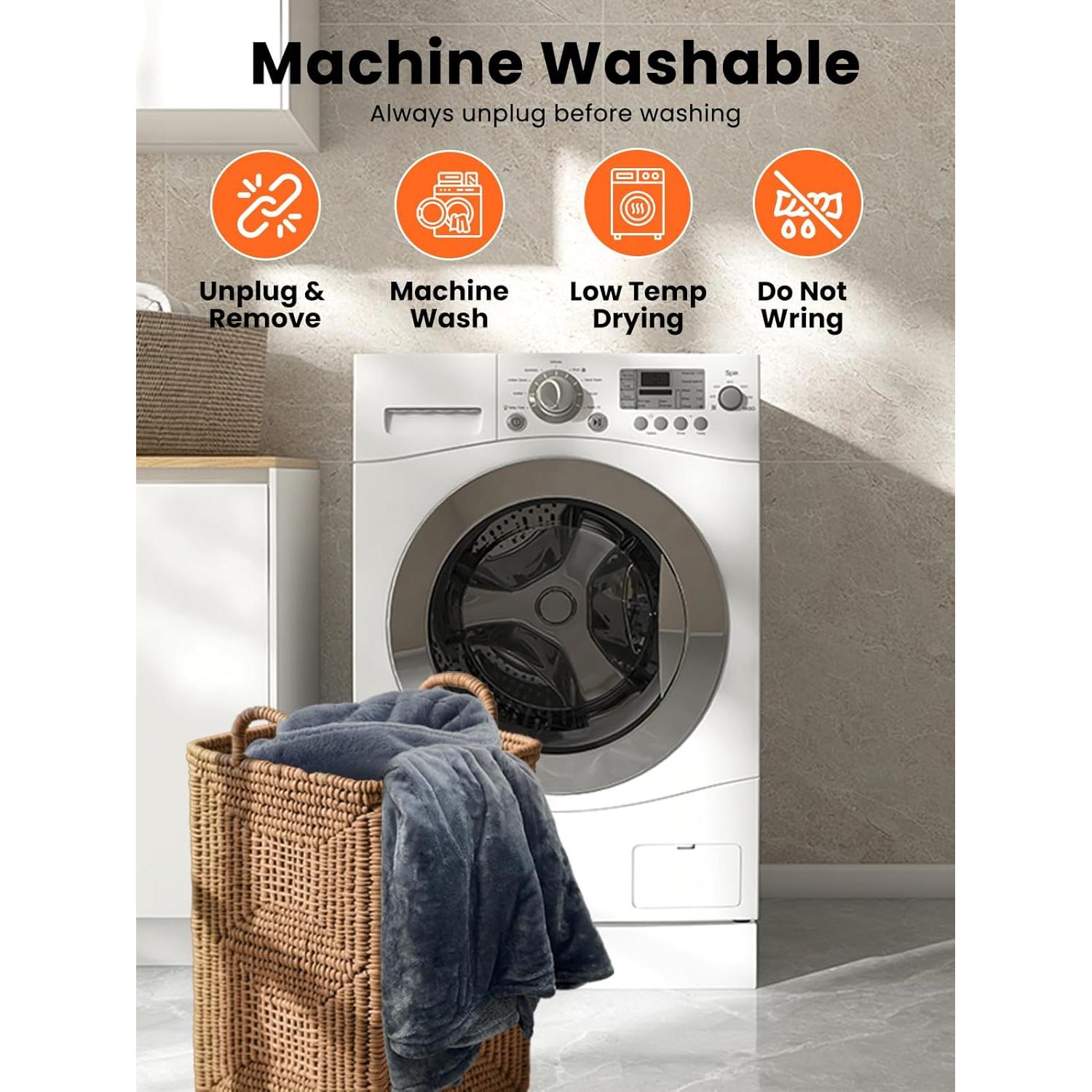 Manta Eléctrica Térmica LEERUN Tiro Gris, 8 Niveles de Calor