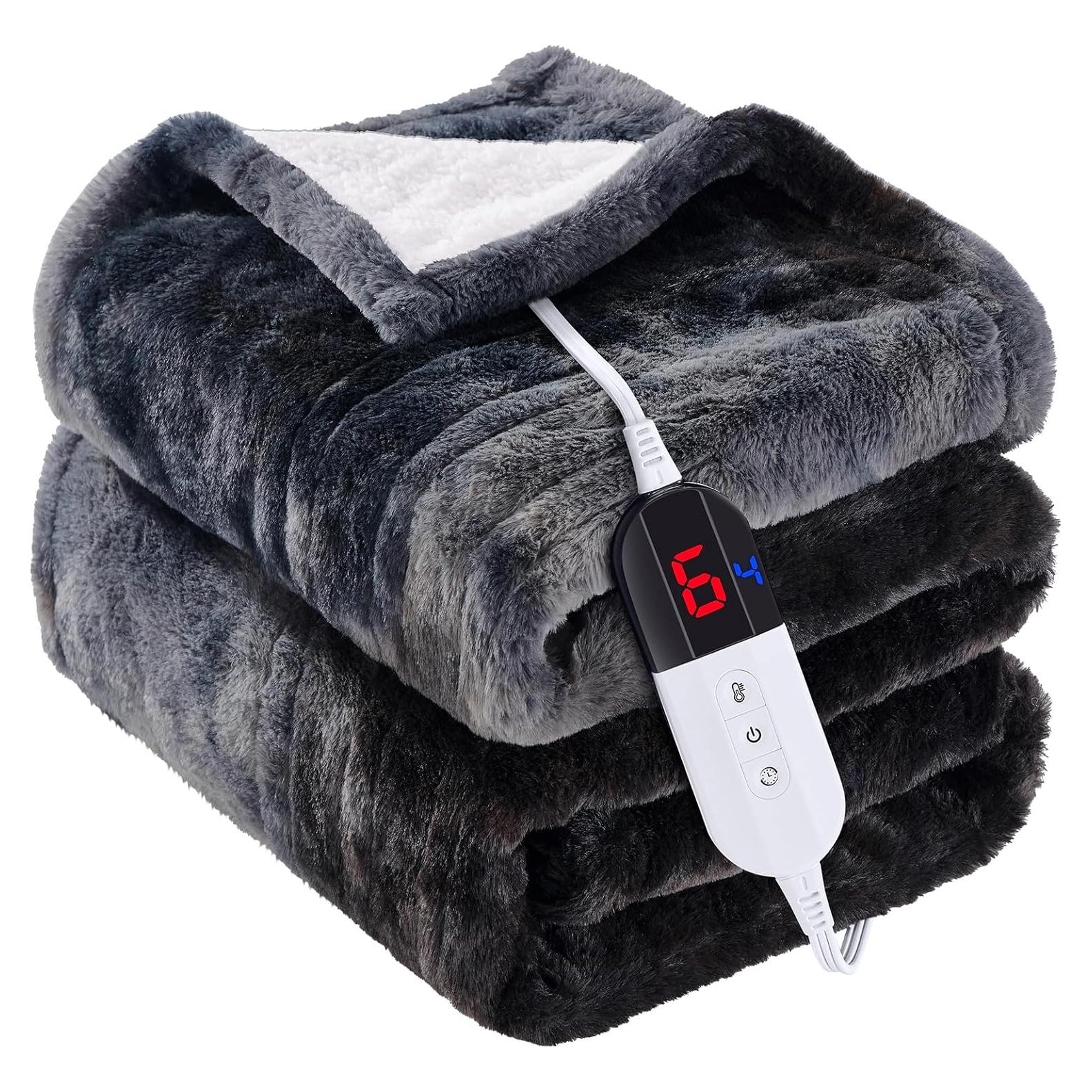 Manta Calentada HYLEORY 127x152cm Gris Profundo 5 Niveles Calor