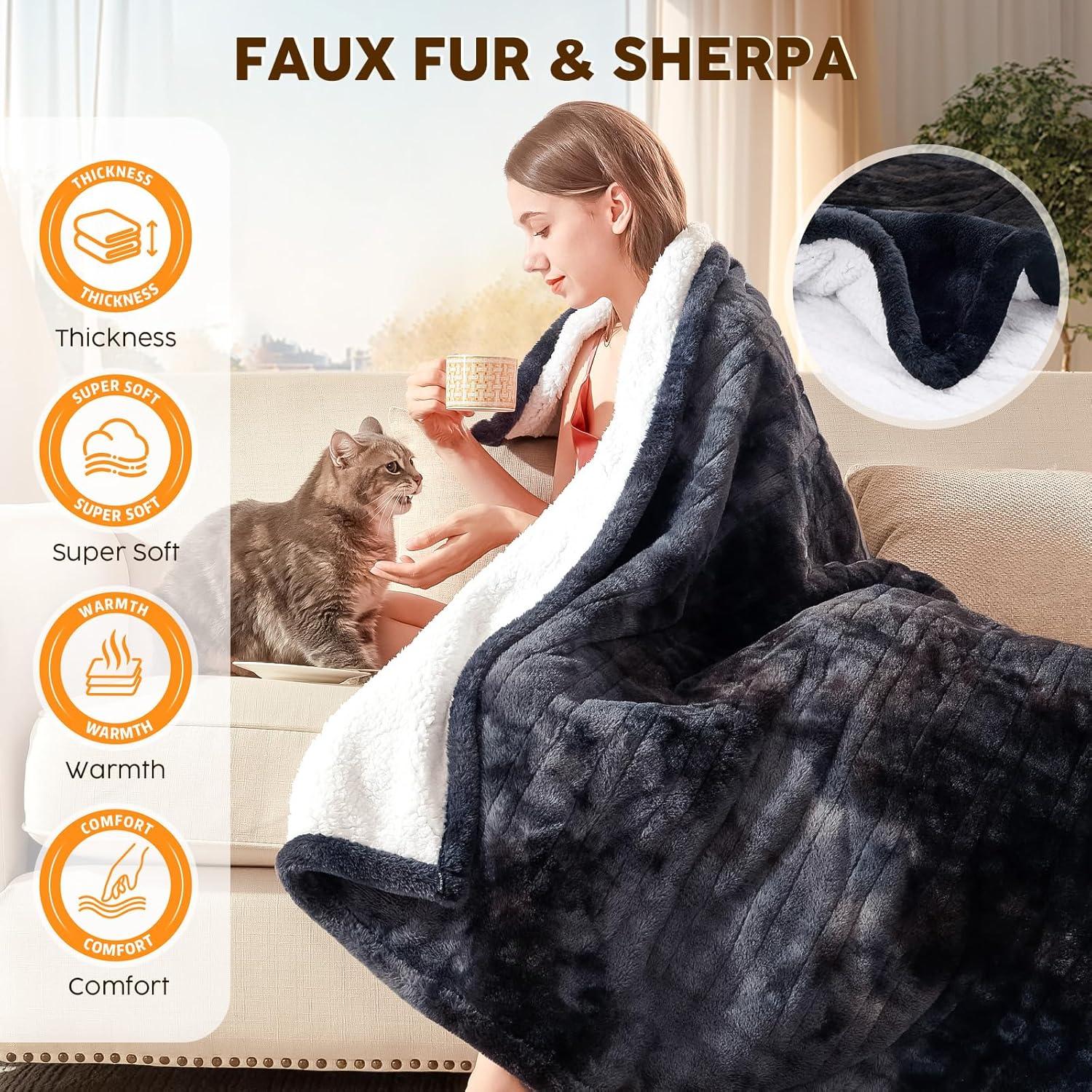 Manta Calentada HYLEORY 127x152cm Gris Profundo 5 Niveles Calor