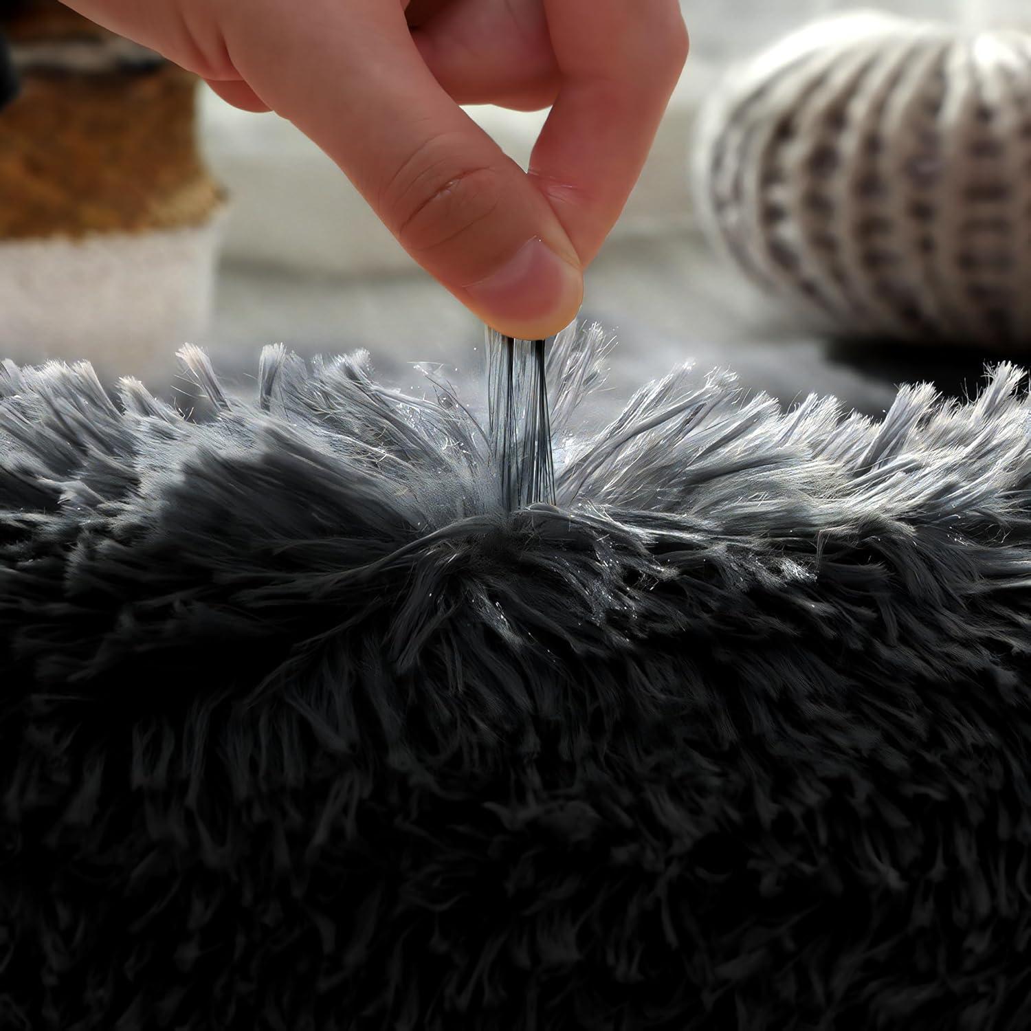 Conjunto de Alfombrillas de Baño Eanpet 3 Piezas Chenille Negro