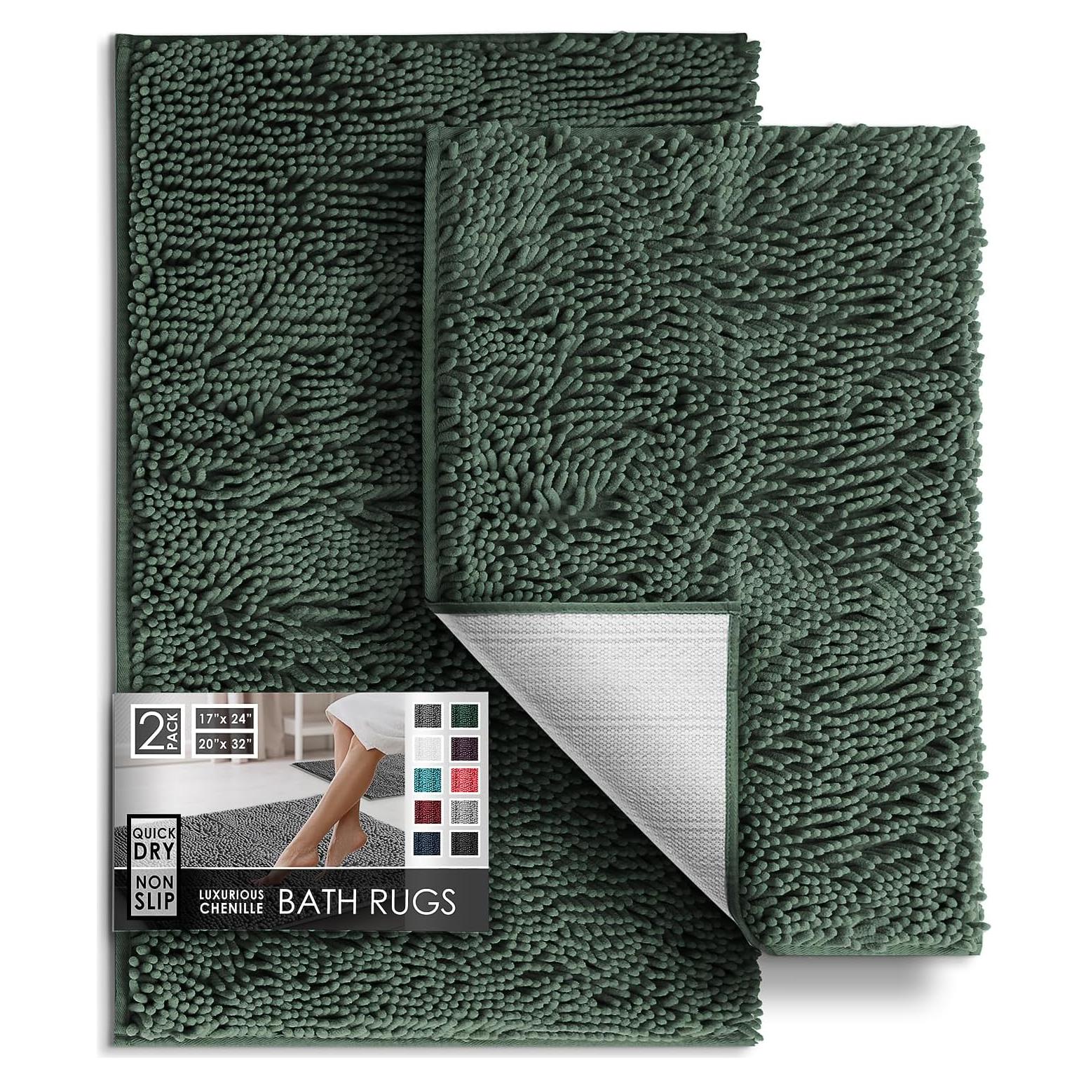 Conjunto de Alfombrillas de Baño Hearth & Harbor 2 Piezas Verde Cazador