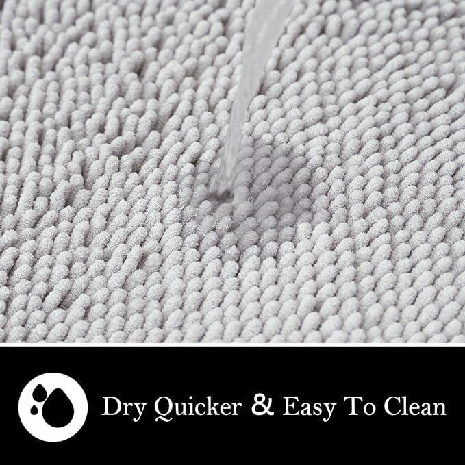 Juego de 2 Alfombrillas de Baño AINAHYVA Chenille Gris Claro