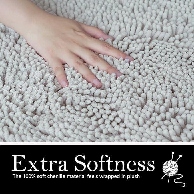 Juego de 2 Alfombrillas de Baño AINAHYVA Chenille Gris Claro