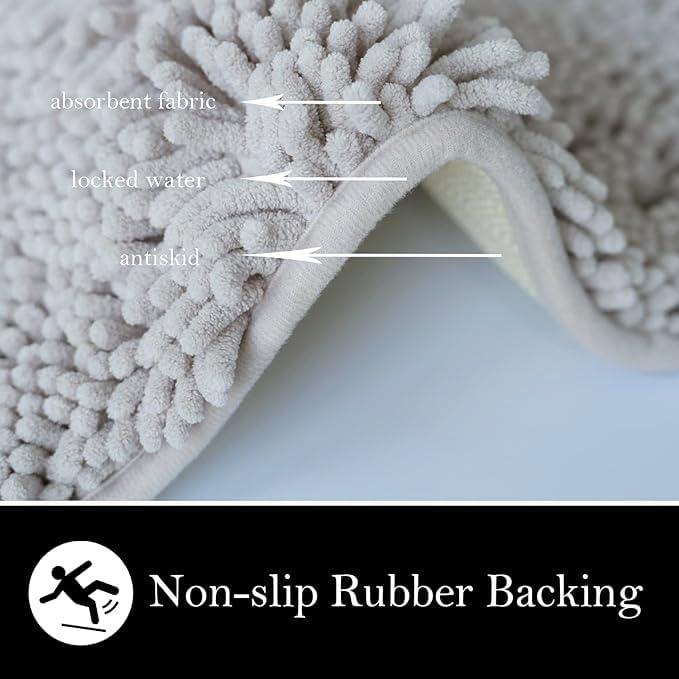 Juego de 2 Alfombrillas de Baño AINAHYVA Chenille Gris Claro