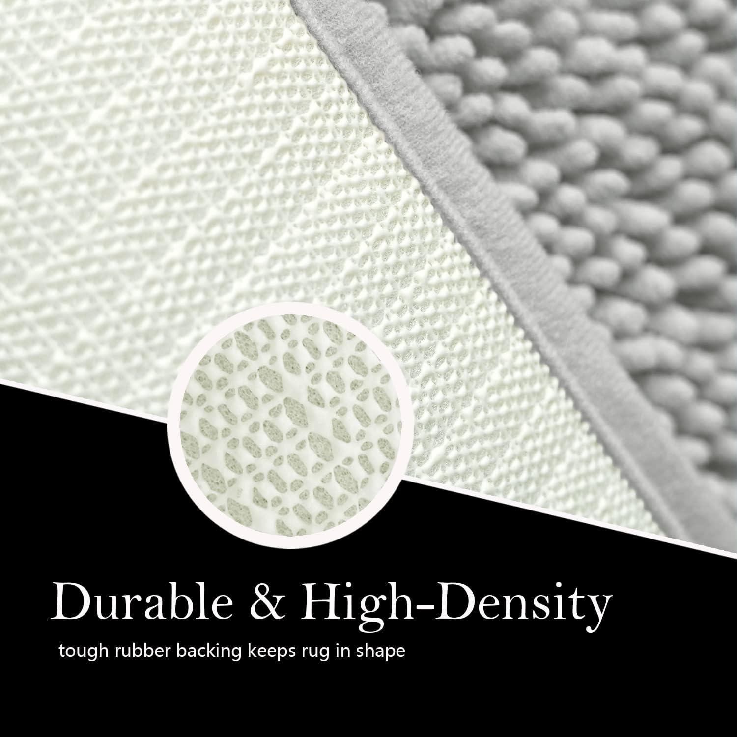 Juego de 2 Alfombrillas de Baño AINAHYVA Chenille Gris Claro