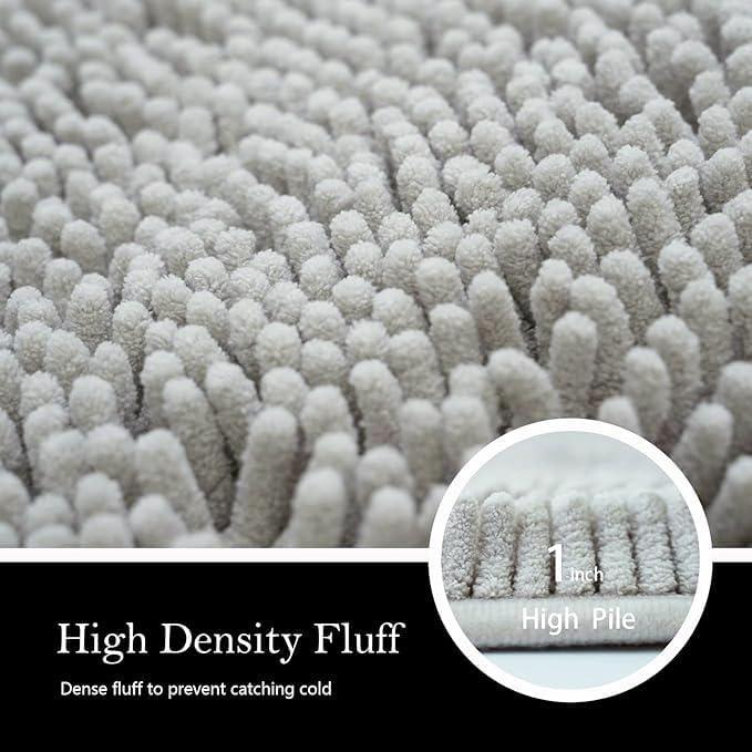 Juego de 2 Alfombrillas de Baño AINAHYVA Chenille Gris Claro