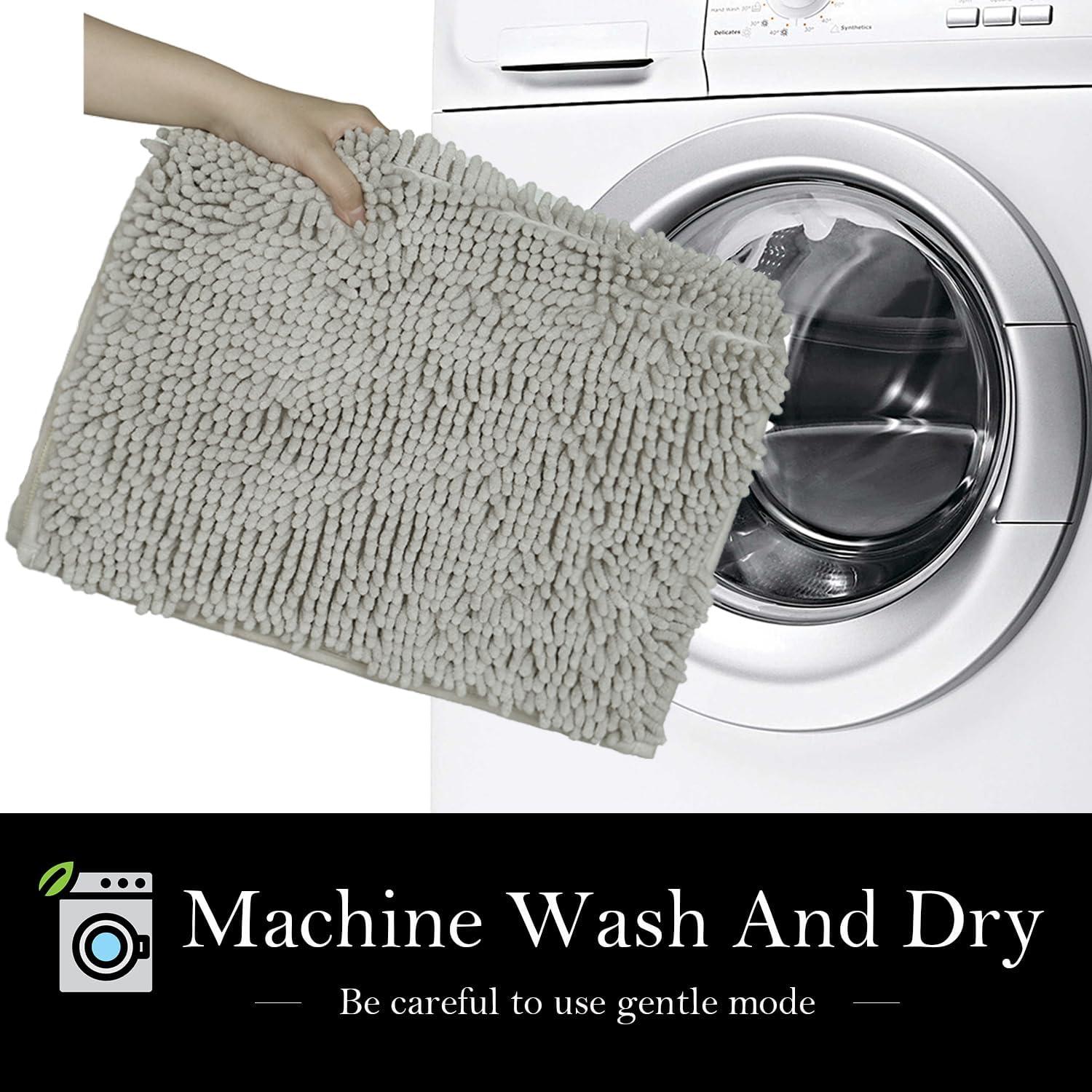 Juego de 2 Alfombrillas de Baño AINAHYVA Chenille Gris Claro