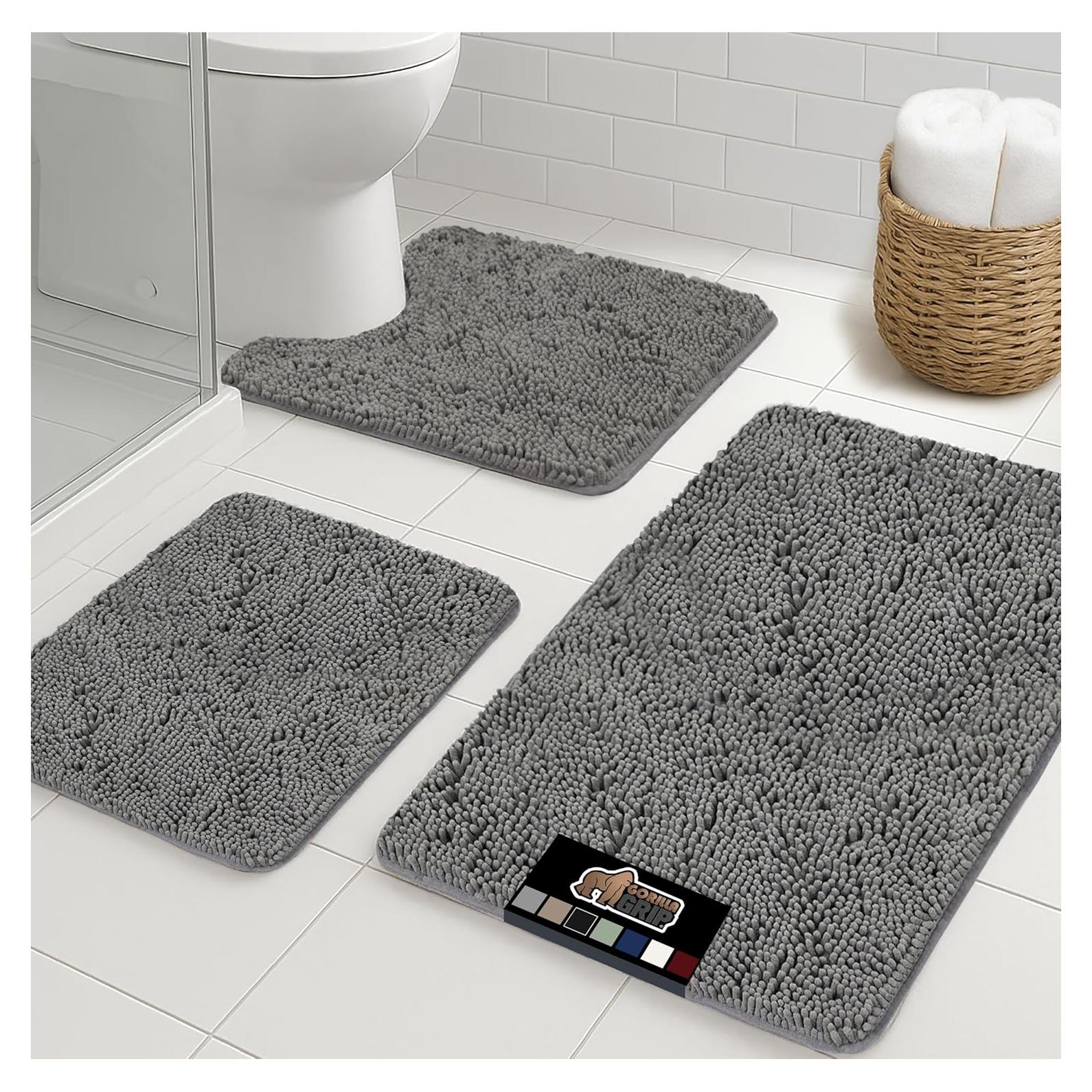 Juego de Alfombras de Baño Gorilla Grip 3 Piezas Gris