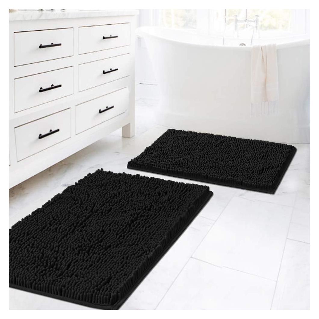 H.VERSAILTEX Alfombrillas de Baño Negras 2 Piezas 50.8x81.3cm