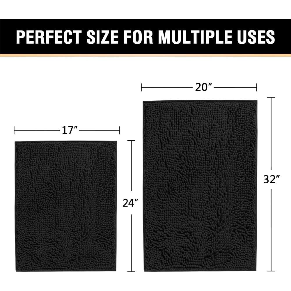 H.VERSAILTEX Alfombrillas de Baño Negras 2 Piezas 50.8x81.3cm
