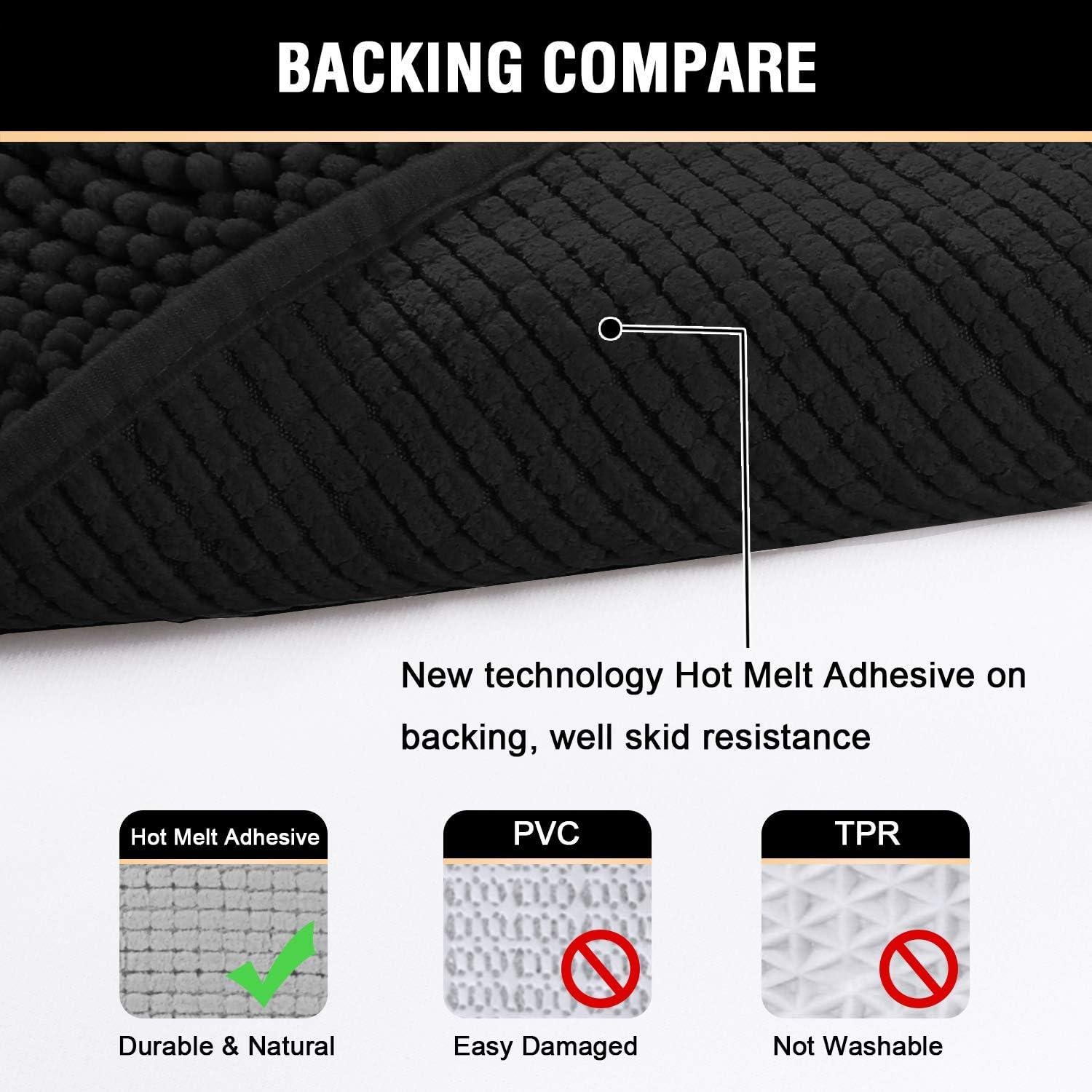 H.VERSAILTEX Alfombrillas de Baño Negras 2 Piezas 50.8x81.3cm