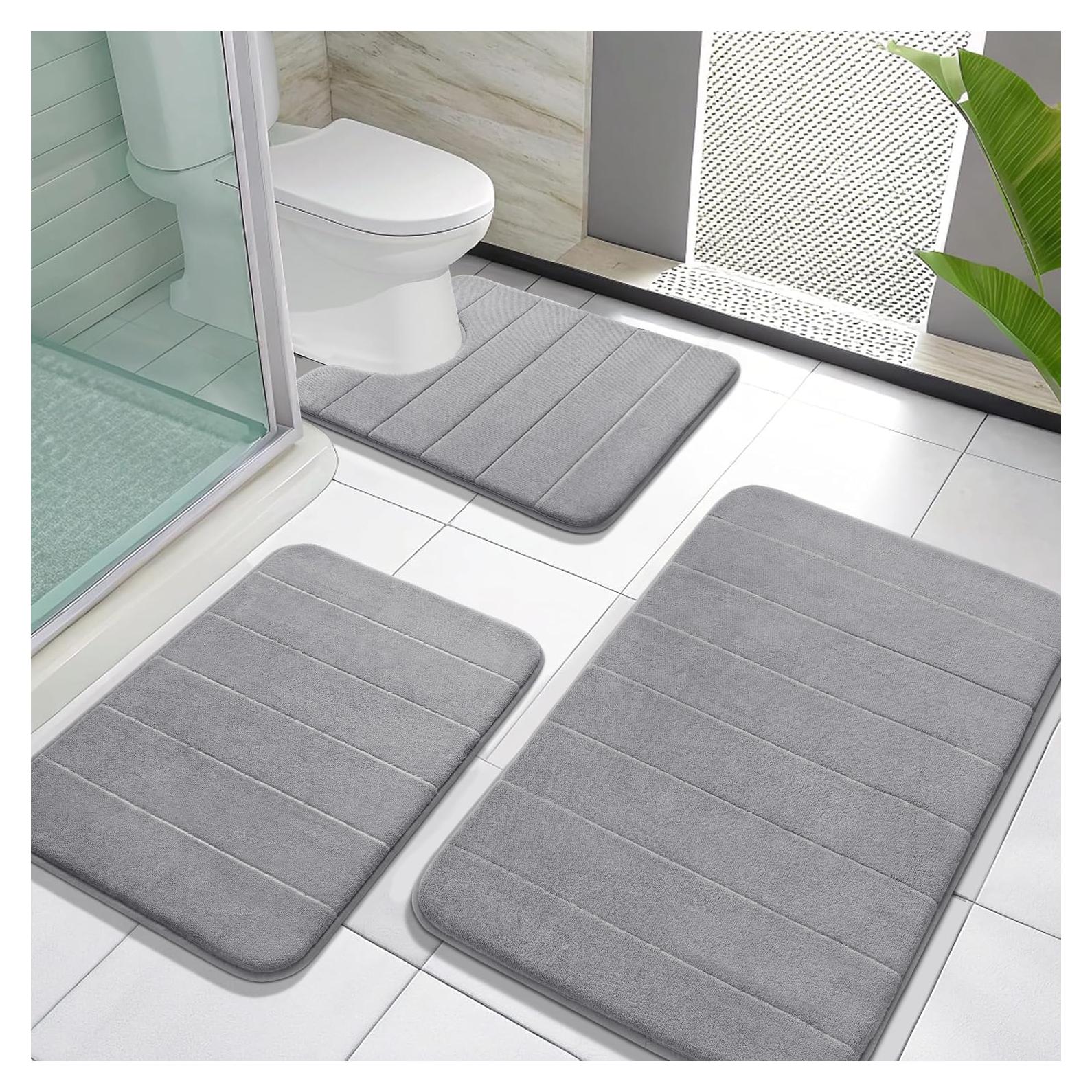 Conjunto de Alfombrillas de Baño Yimobra 3 Piezas Gris Antideslizante