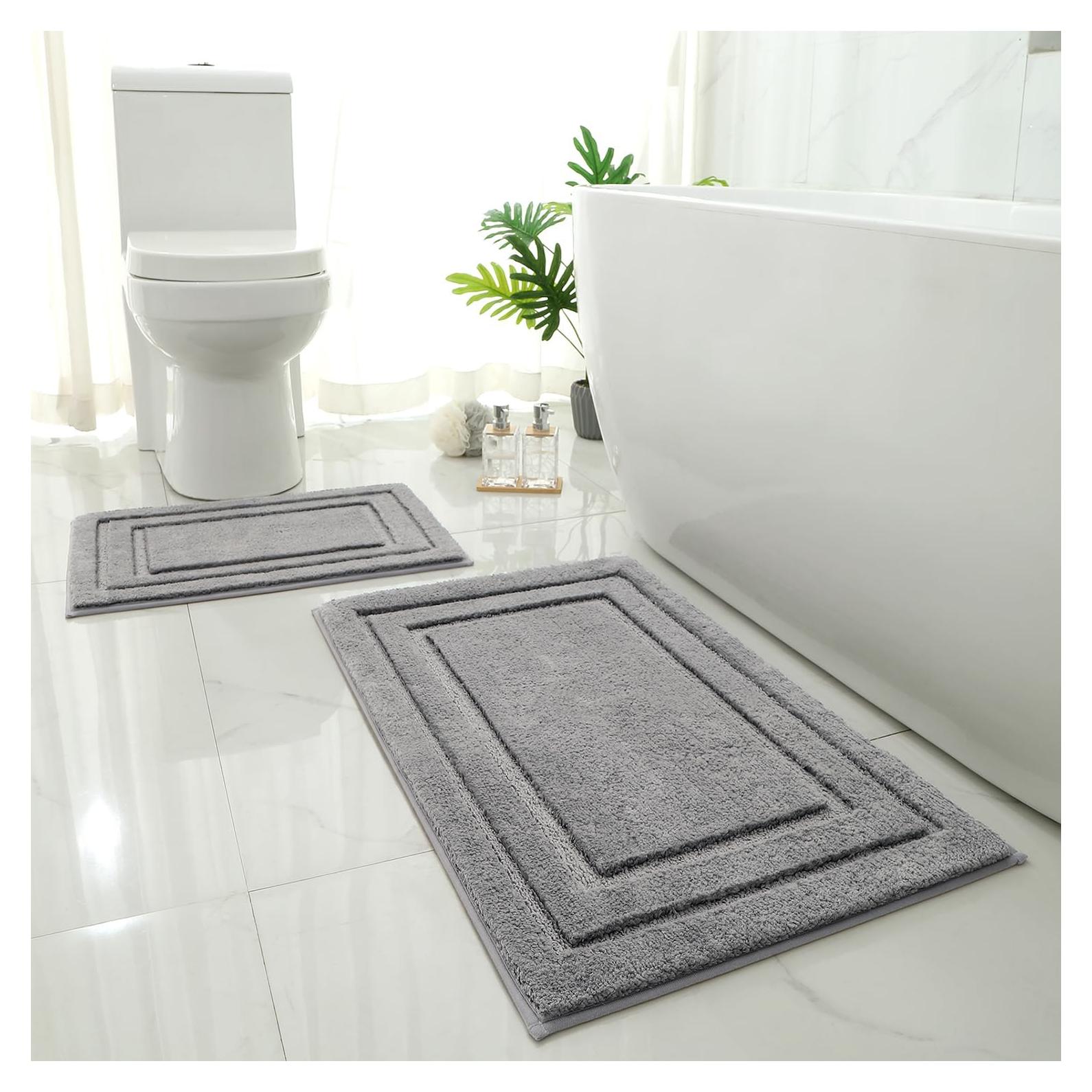 Conjunto de Alfombrillas de Baño HOMEIDEAS 2 Piezas Gris Suave