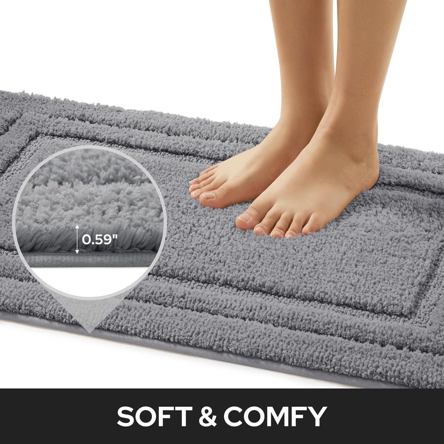 Conjunto de Alfombrillas de Baño HOMEIDEAS 2 Piezas Gris Suave