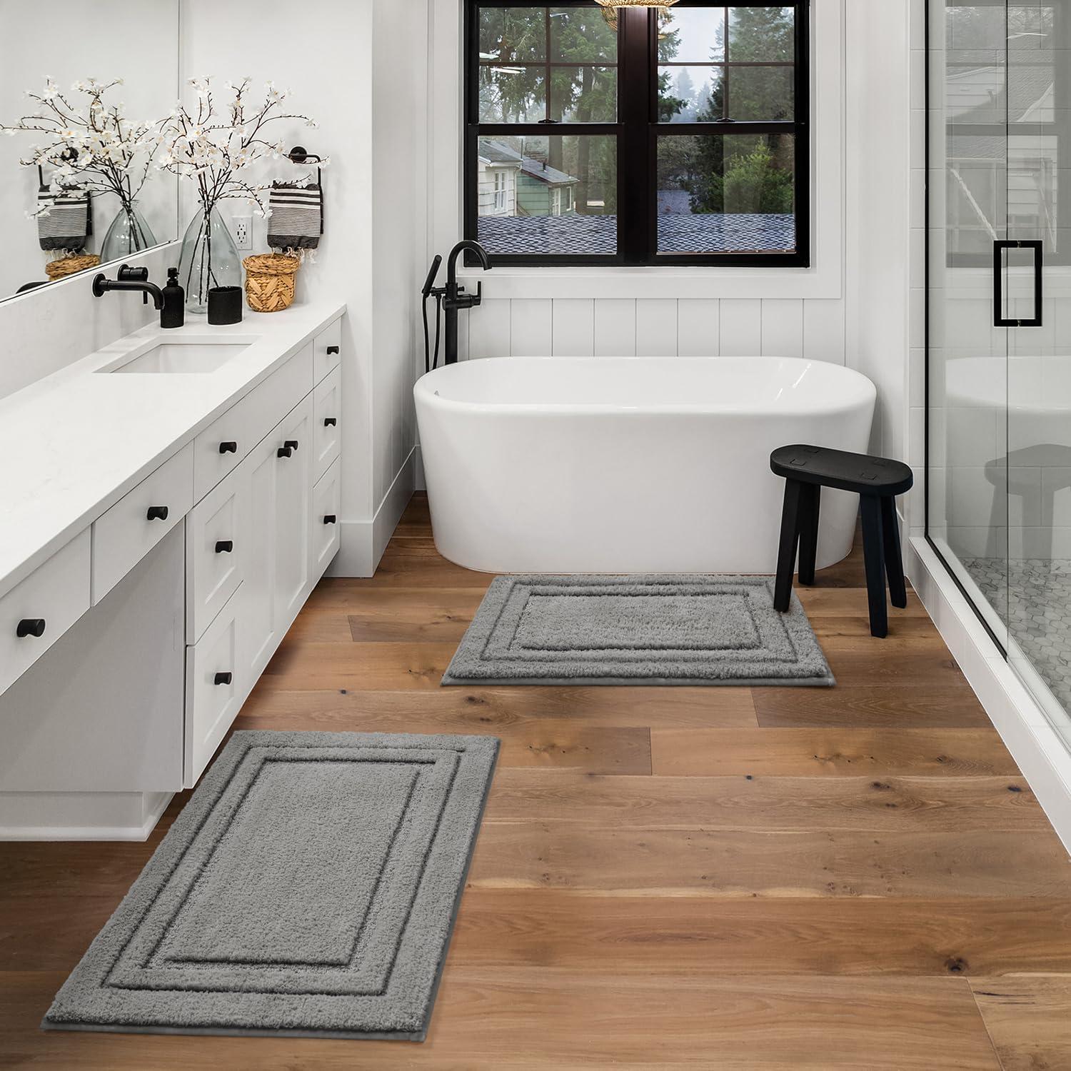 Conjunto de Alfombrillas de Baño HOMEIDEAS 2 Piezas Gris Suave