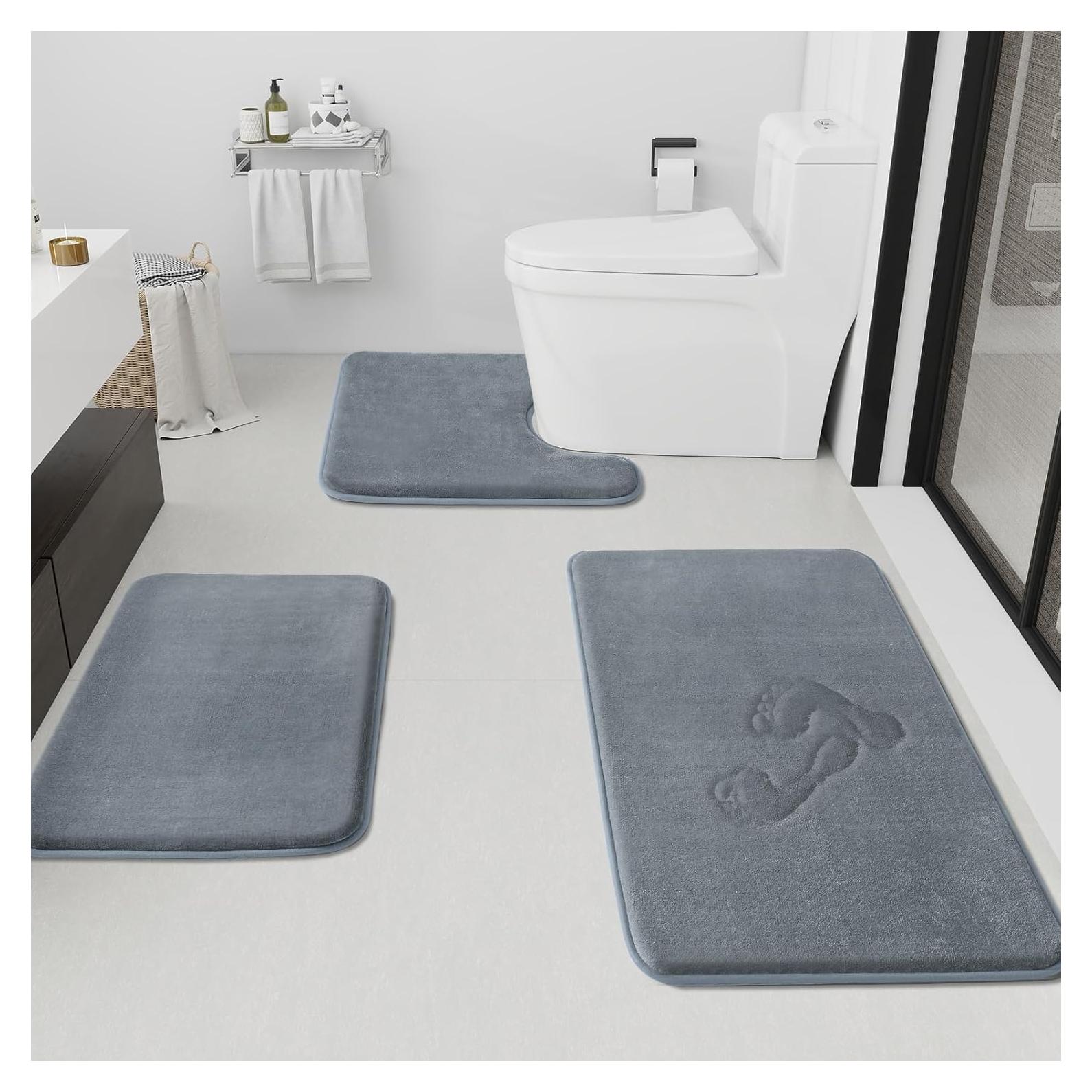 Conjunto de Alfombrillas de Baño HUXMEYSON 3 Piezas Antideslizante