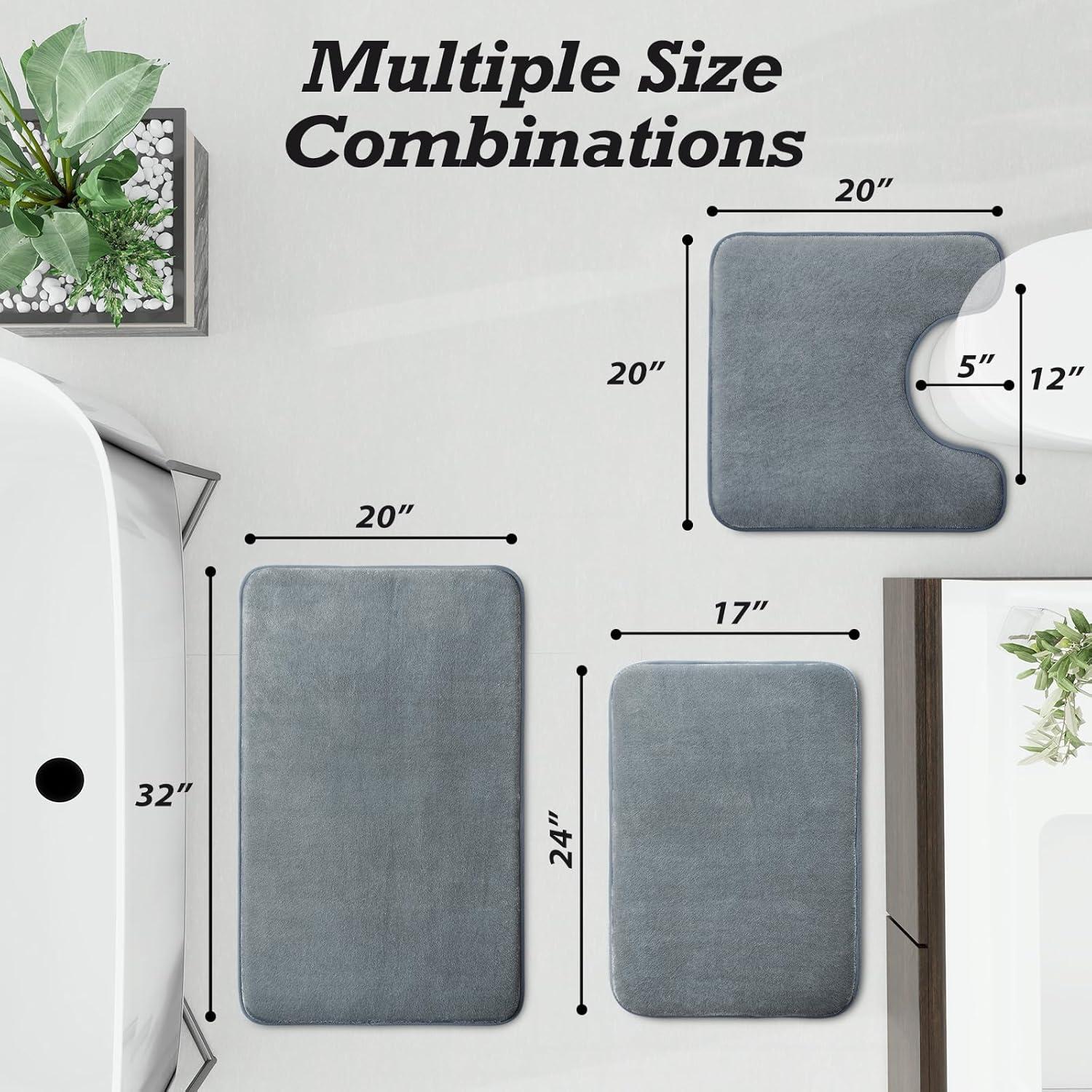 Conjunto de Alfombrillas de Baño HUXMEYSON 3 Piezas Antideslizante