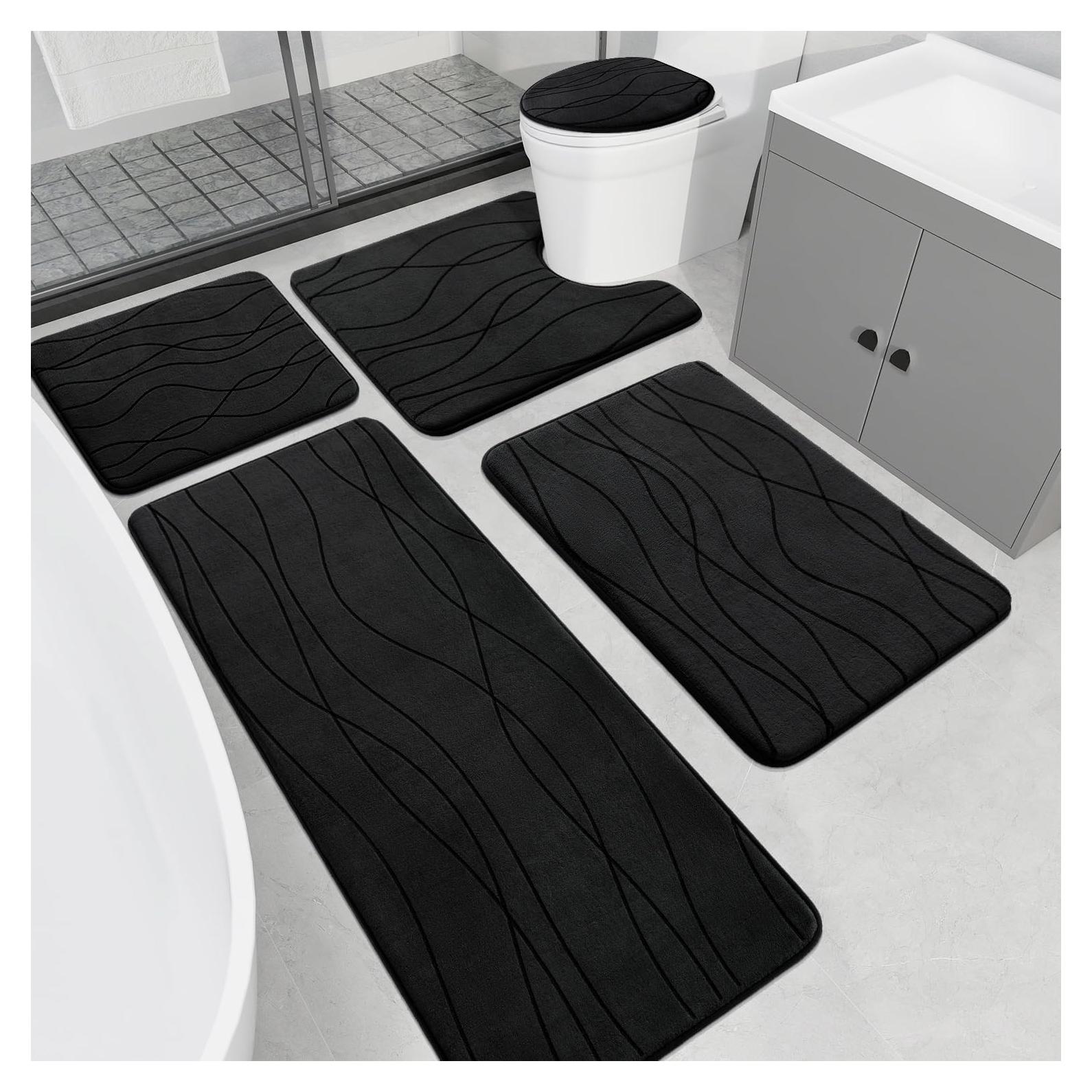 Conjunto de Alfombrillas de Baño YIHOUSE 5 Piezas Espuma Viscoelástica Negro