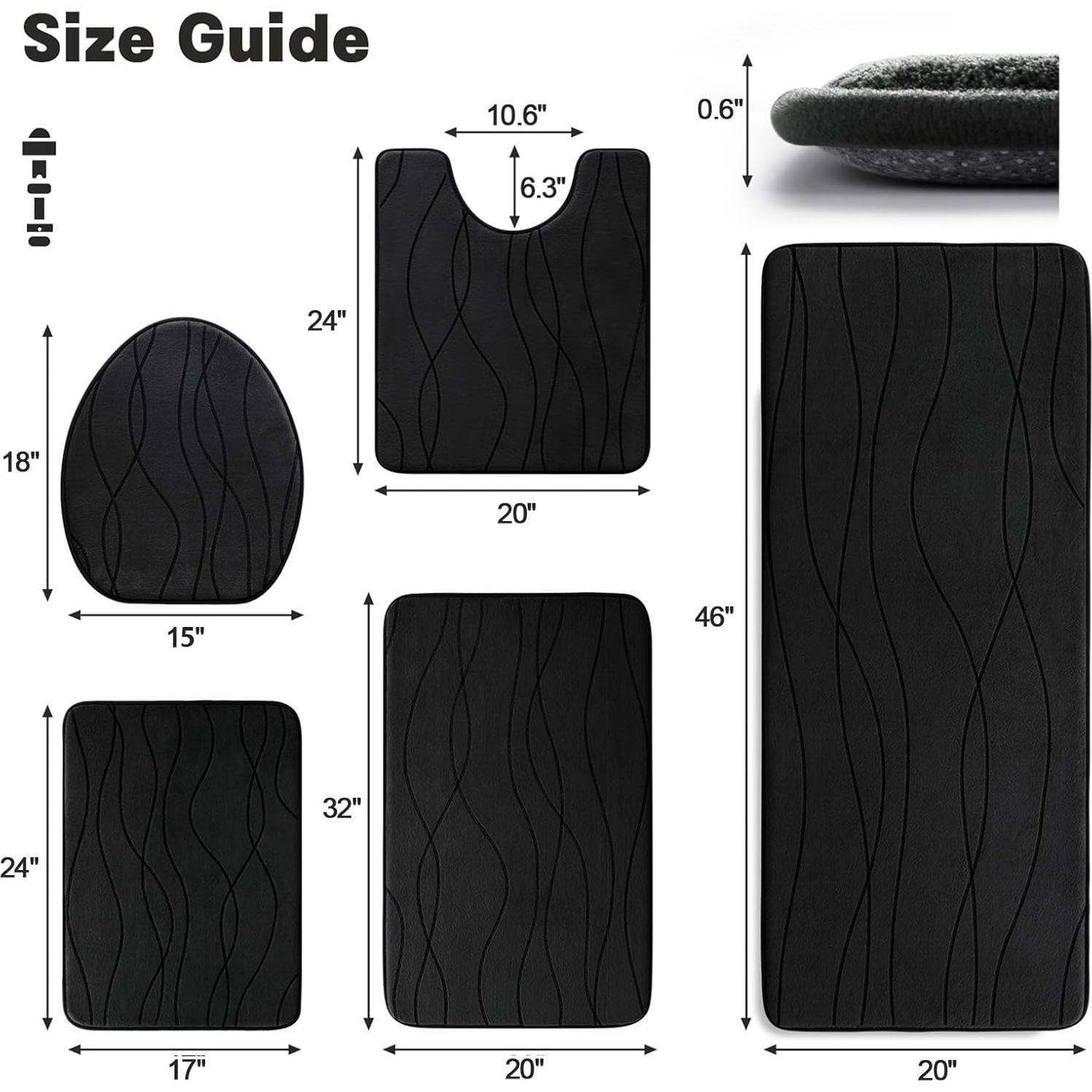 Conjunto de Alfombrillas de Baño YIHOUSE 5 Piezas Espuma Viscoelástica Negro