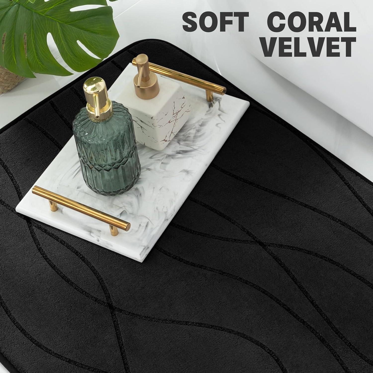 Conjunto de Alfombrillas de Baño YIHOUSE 5 Piezas Espuma Viscoelástica Negro