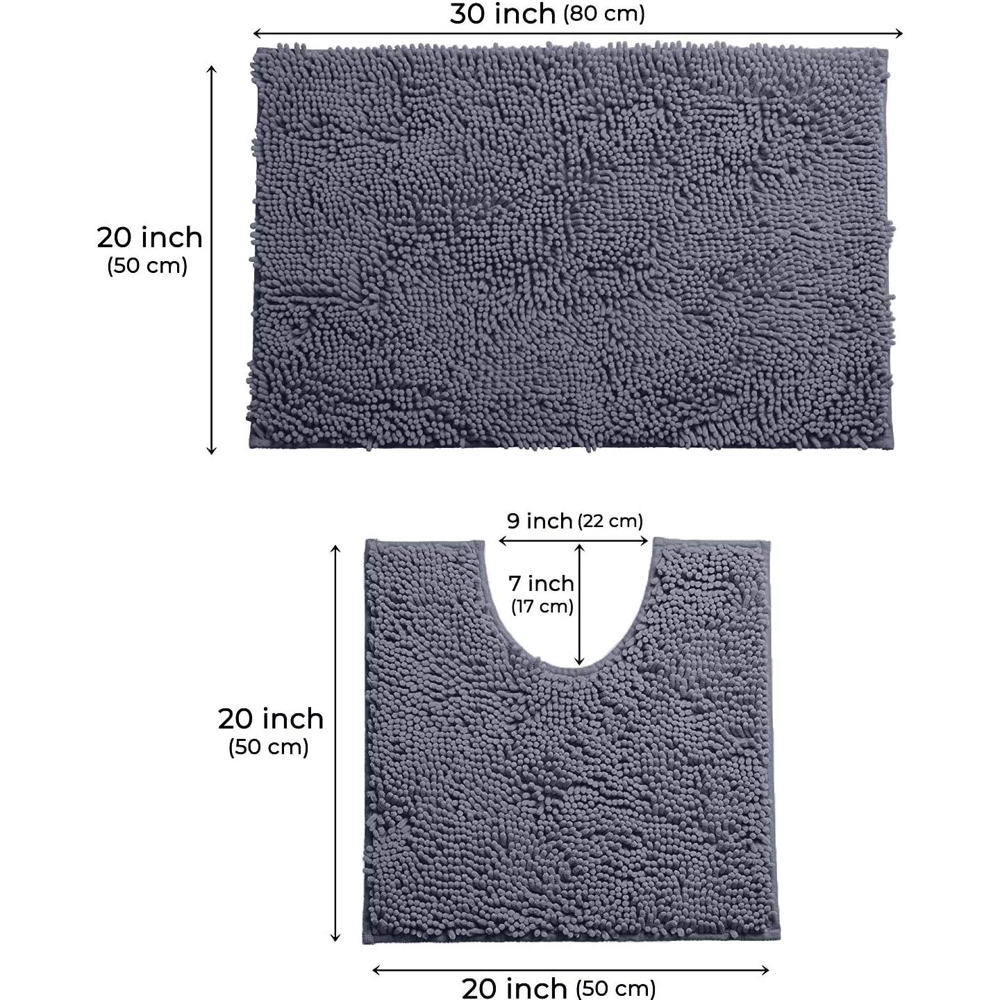 Conjunto de Alfombrillas de Baño LuxUrux 2 Piezas Gris Oscuro