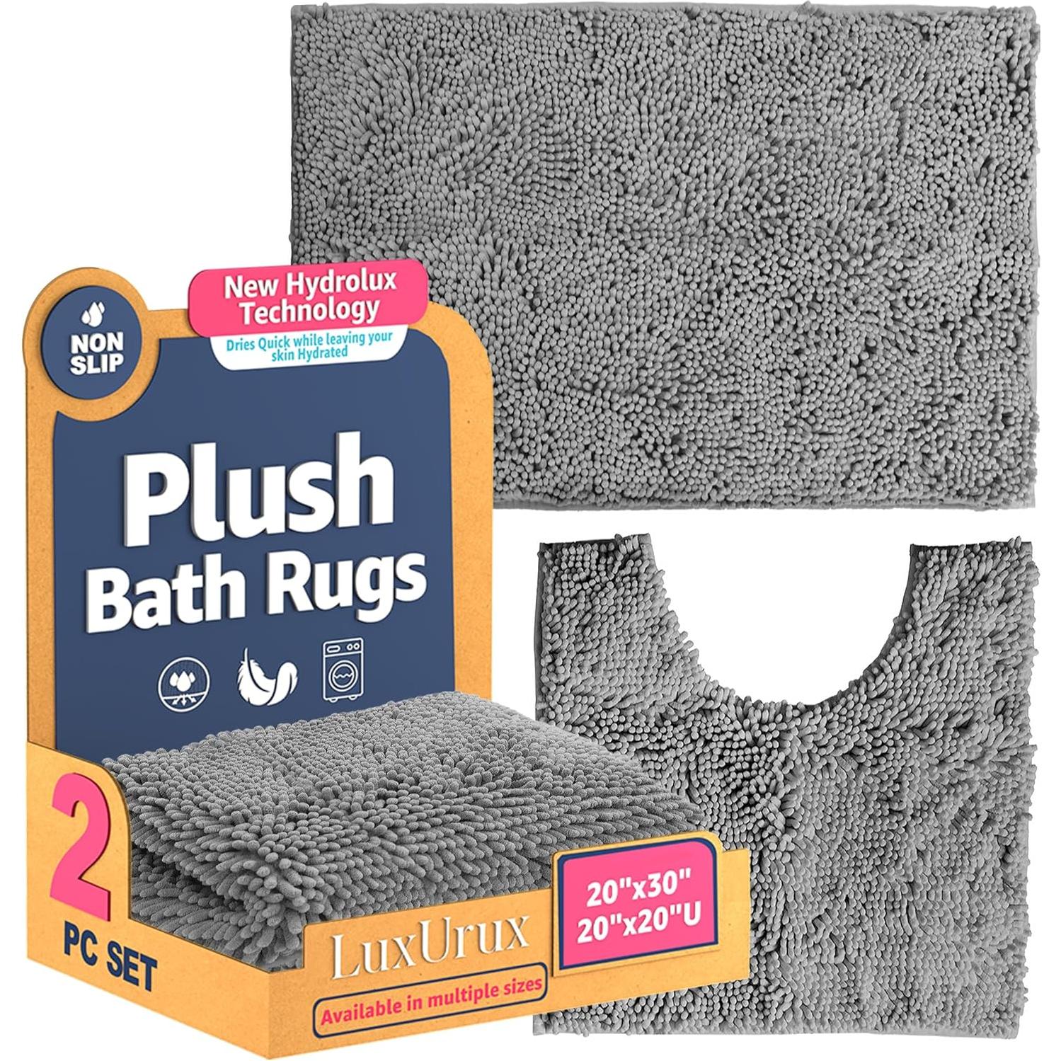 Conjunto de Alfombrillas de Baño LuxUrux 2 Piezas Gris Oscuro