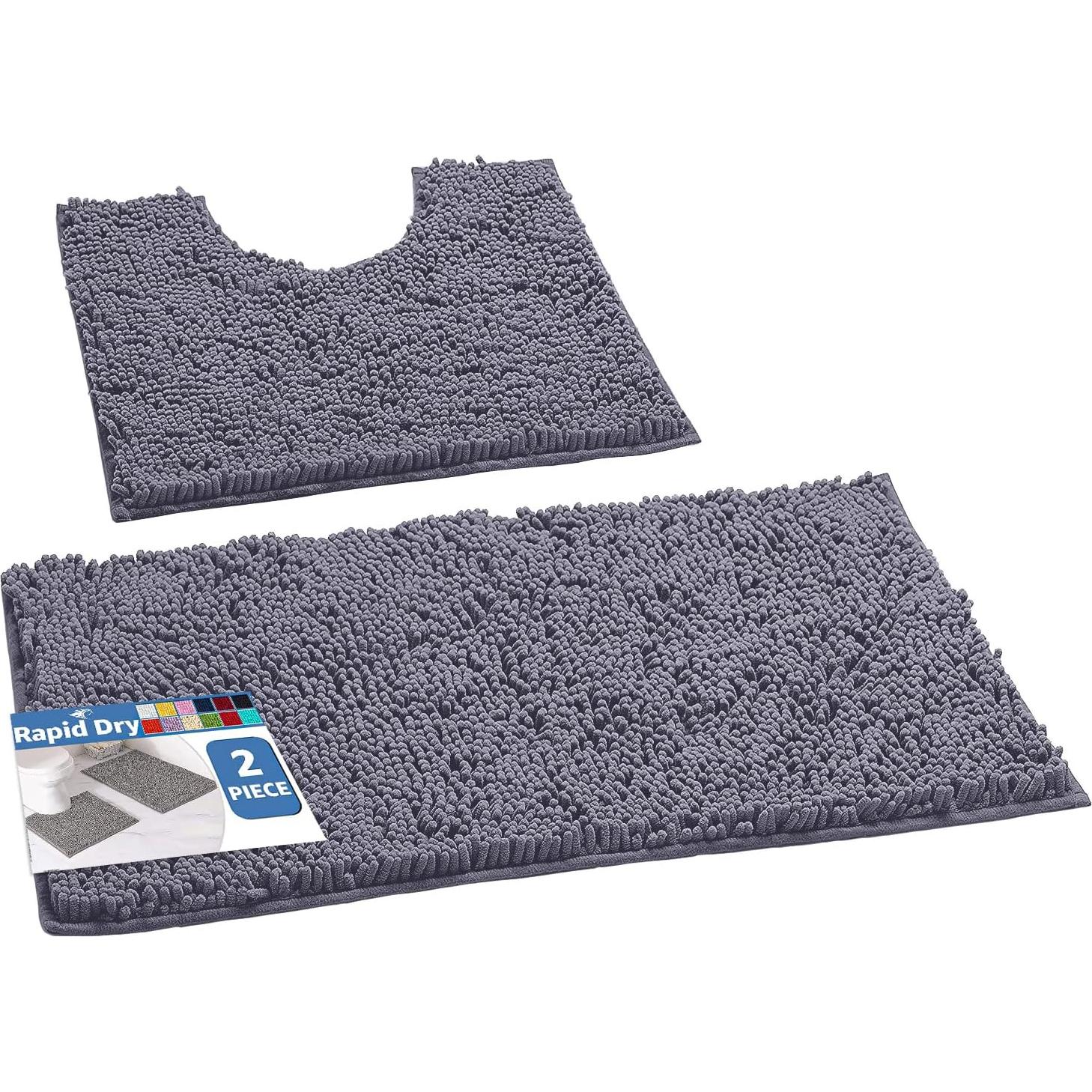 Conjunto de Alfombrillas de Baño LuxUrux 2 Piezas Gris Oscuro