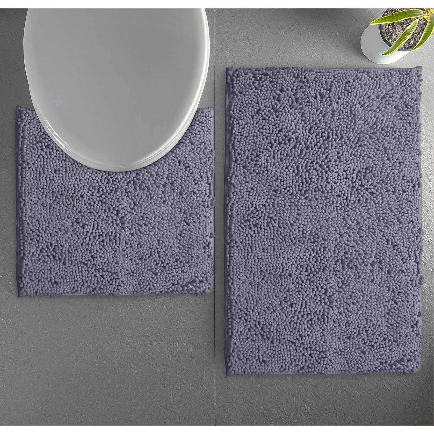 Conjunto de Alfombrillas de Baño LuxUrux 2 Piezas Gris Oscuro