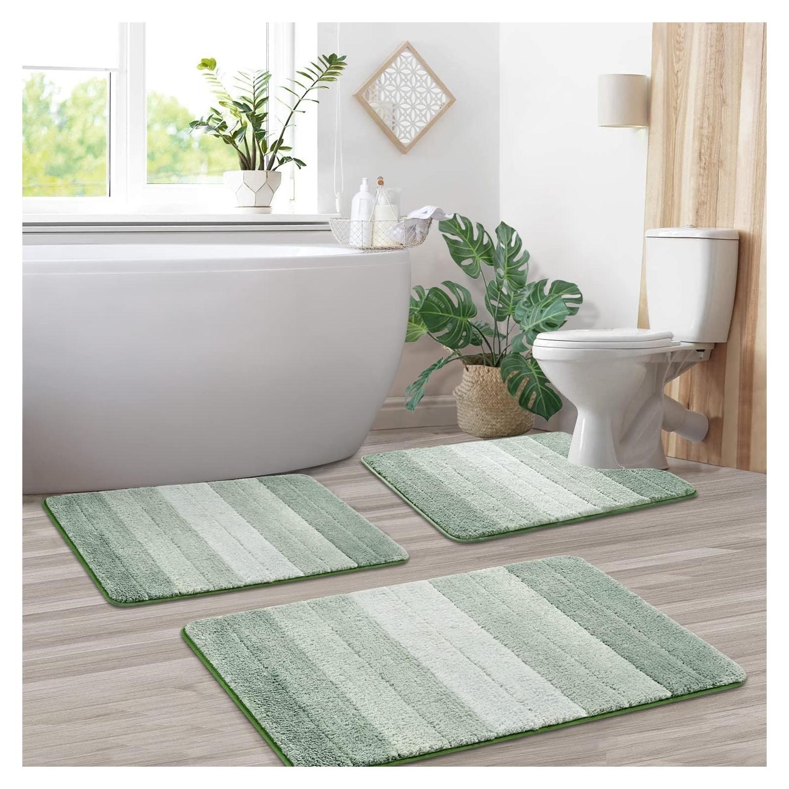 Juego de Alfombrillas de Baño Kmson 3 Pcs Antideslizante Verde