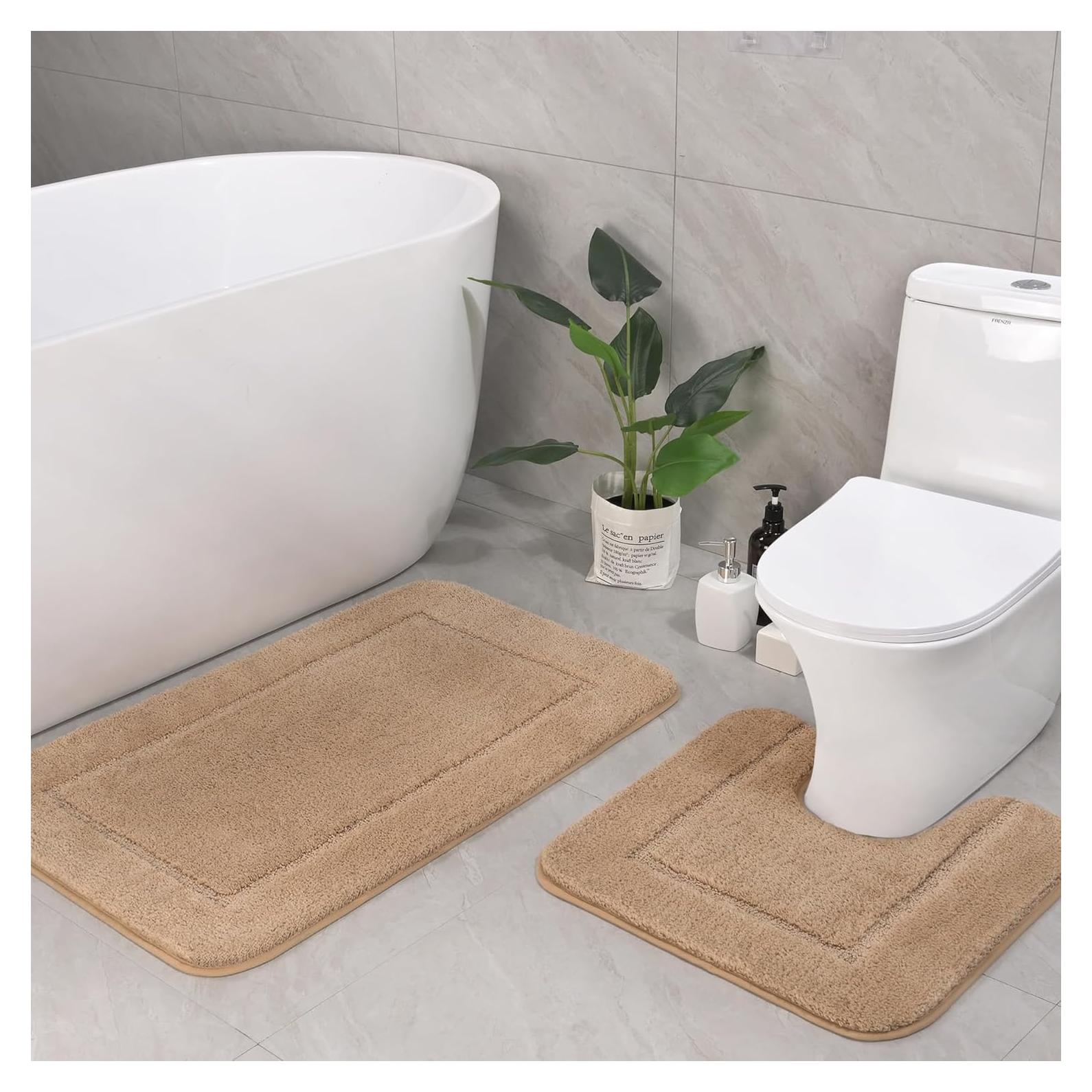 Conjunto de Alfombrillas de Baño LOCHAS Beige 2 Piezas Antideslizante