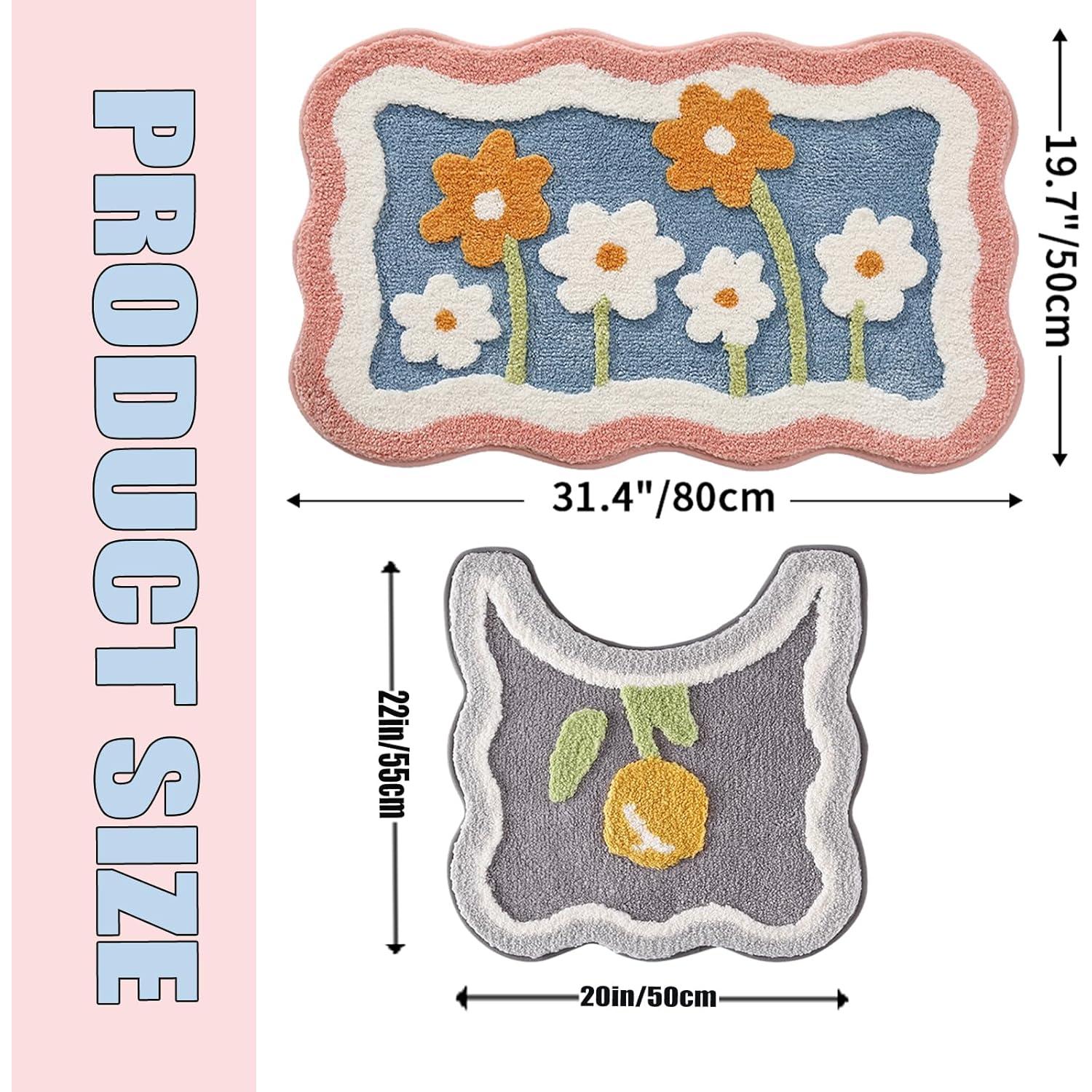 Juego de Alfombrillas de Baño 2 Piezas PTAEXCEL Rosa Suave