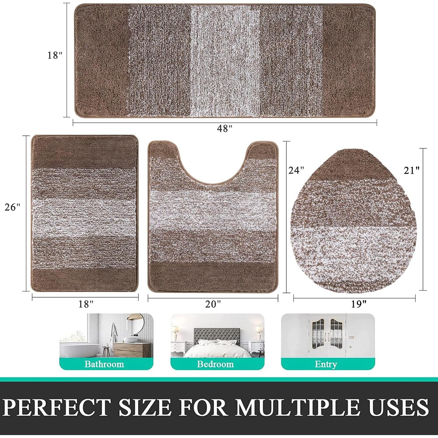Conjunto de Alfombrillas de Baño Bsmathom 4 Piezas Microfibra Café