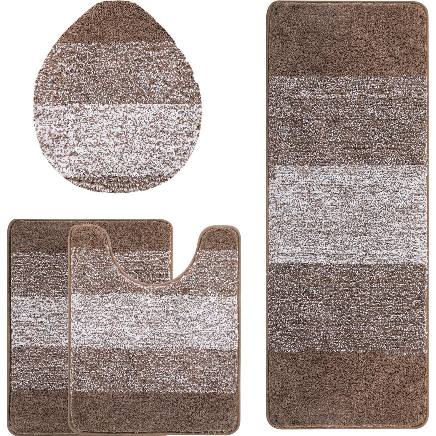 Conjunto de Alfombrillas de Baño Bsmathom 4 Piezas Microfibra Café