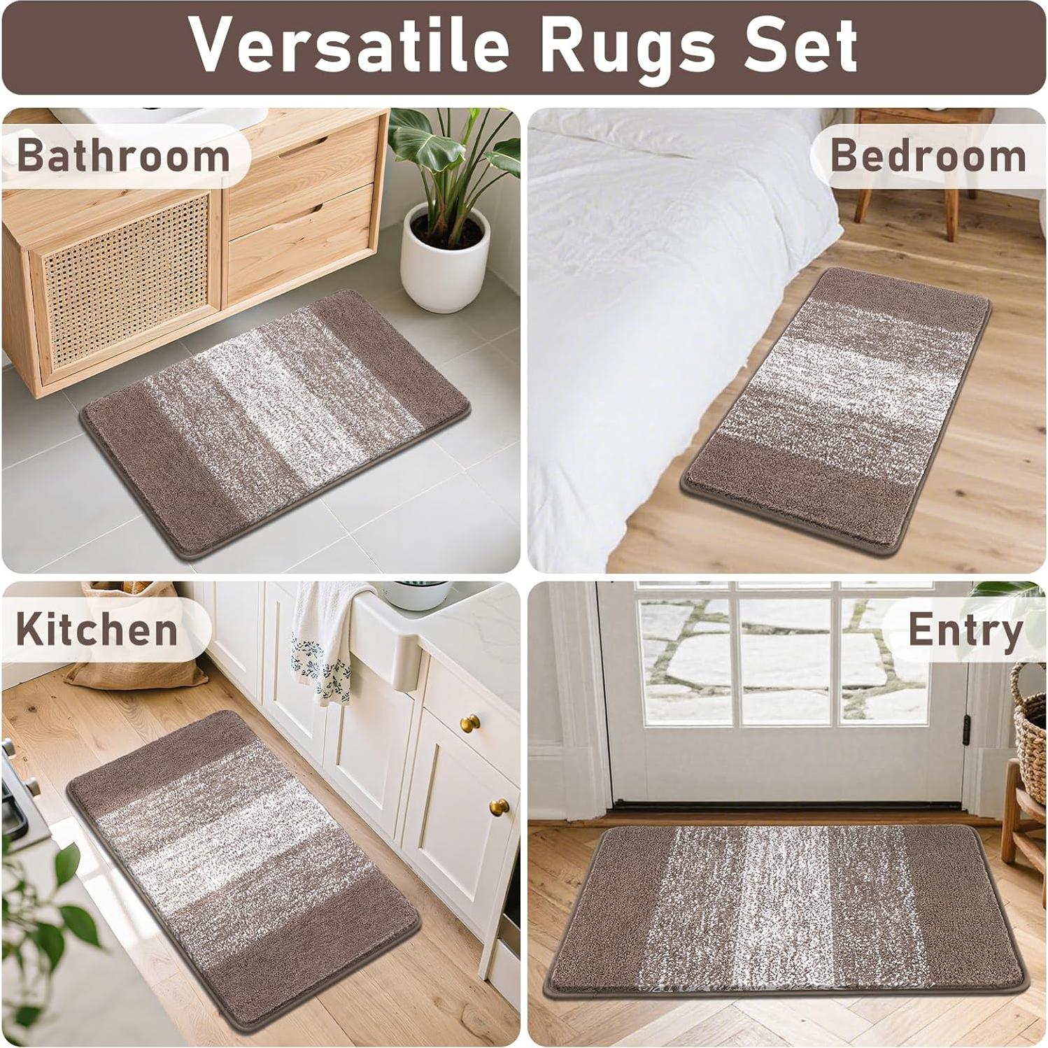 Conjunto de Alfombrillas de Baño Bsmathom 4 Piezas Microfibra Café