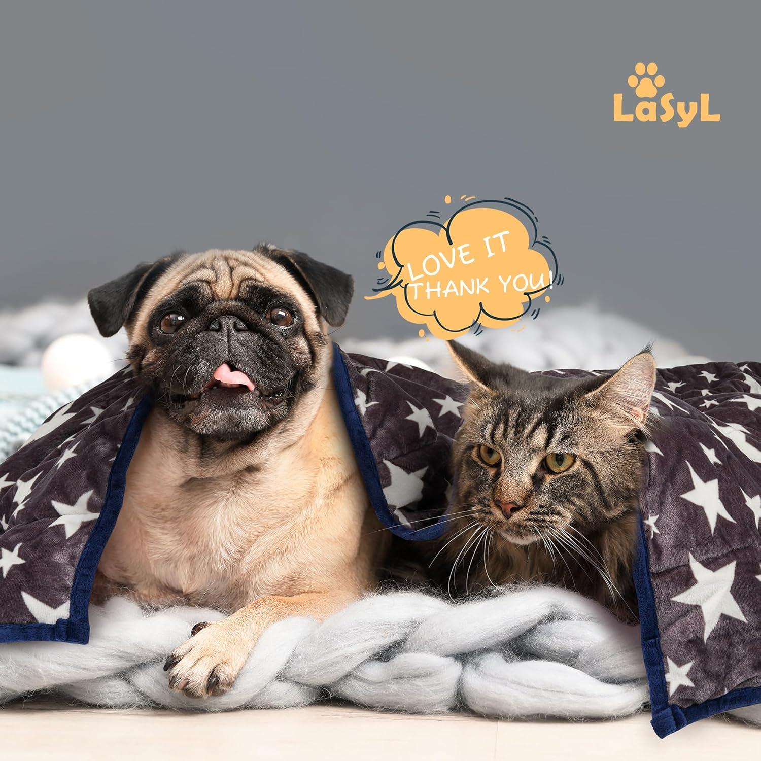 Manta Pesada para Perros LaSyL Grande 101.6x119.4cm Gris Azul