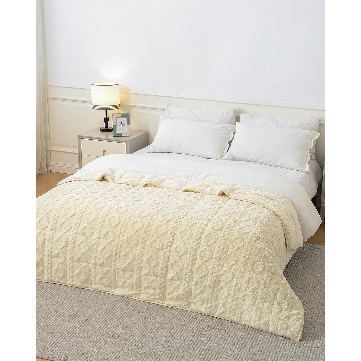 Manta con peso Topblan 7 kg Sherpa 152 x 203 cm Beige